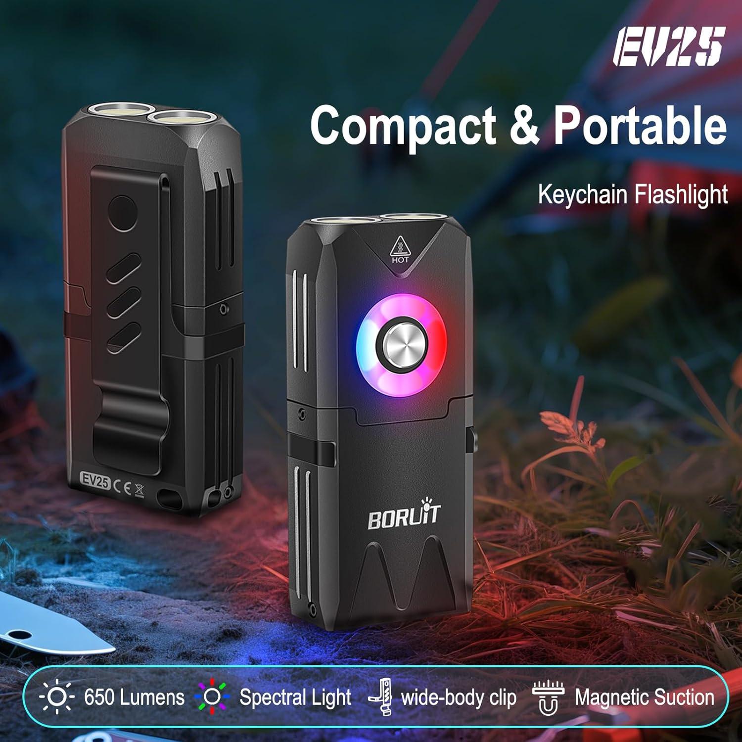 Linterna Mini BORUIT EV25 Recargable 650 Lúmenes USB-C