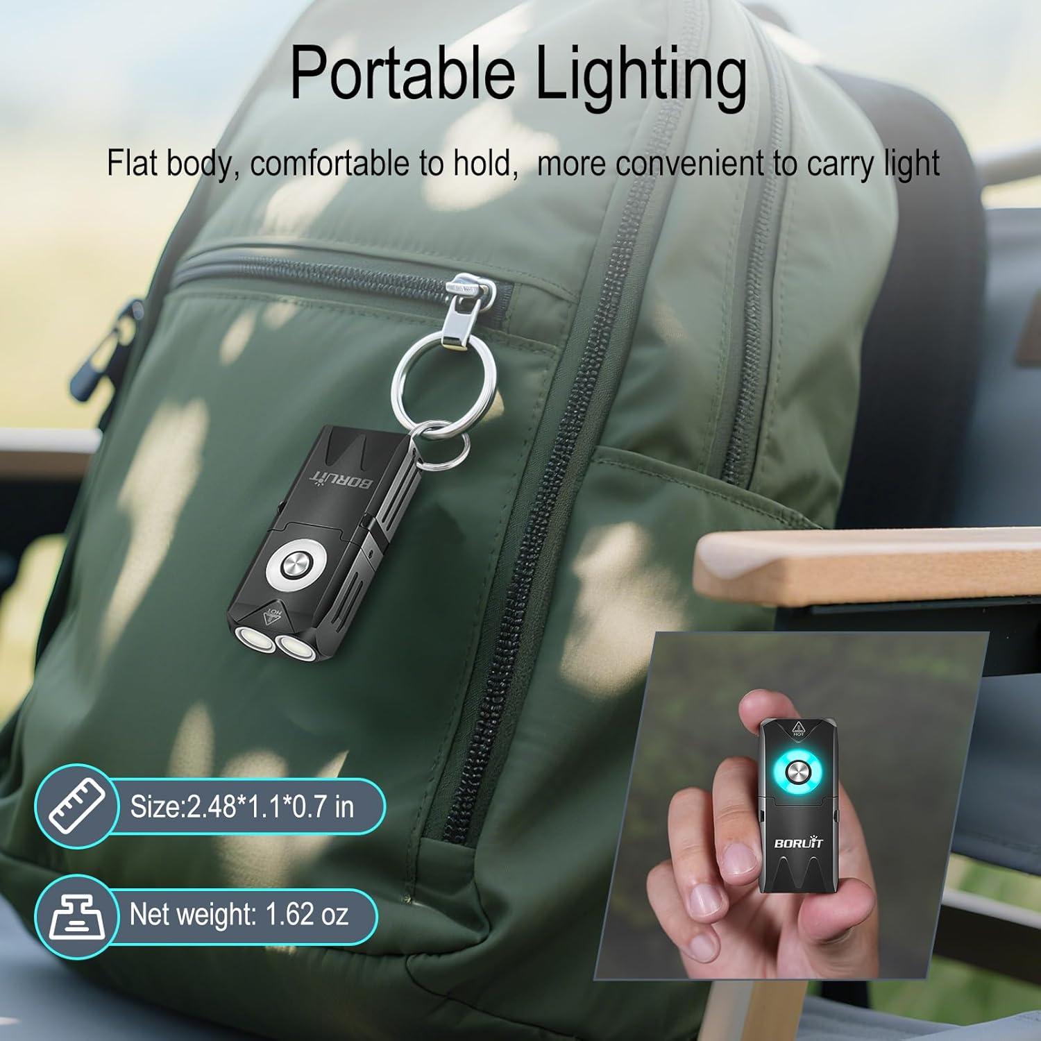 Linterna Mini BORUIT EV25 Recargable 650 Lúmenes USB-C