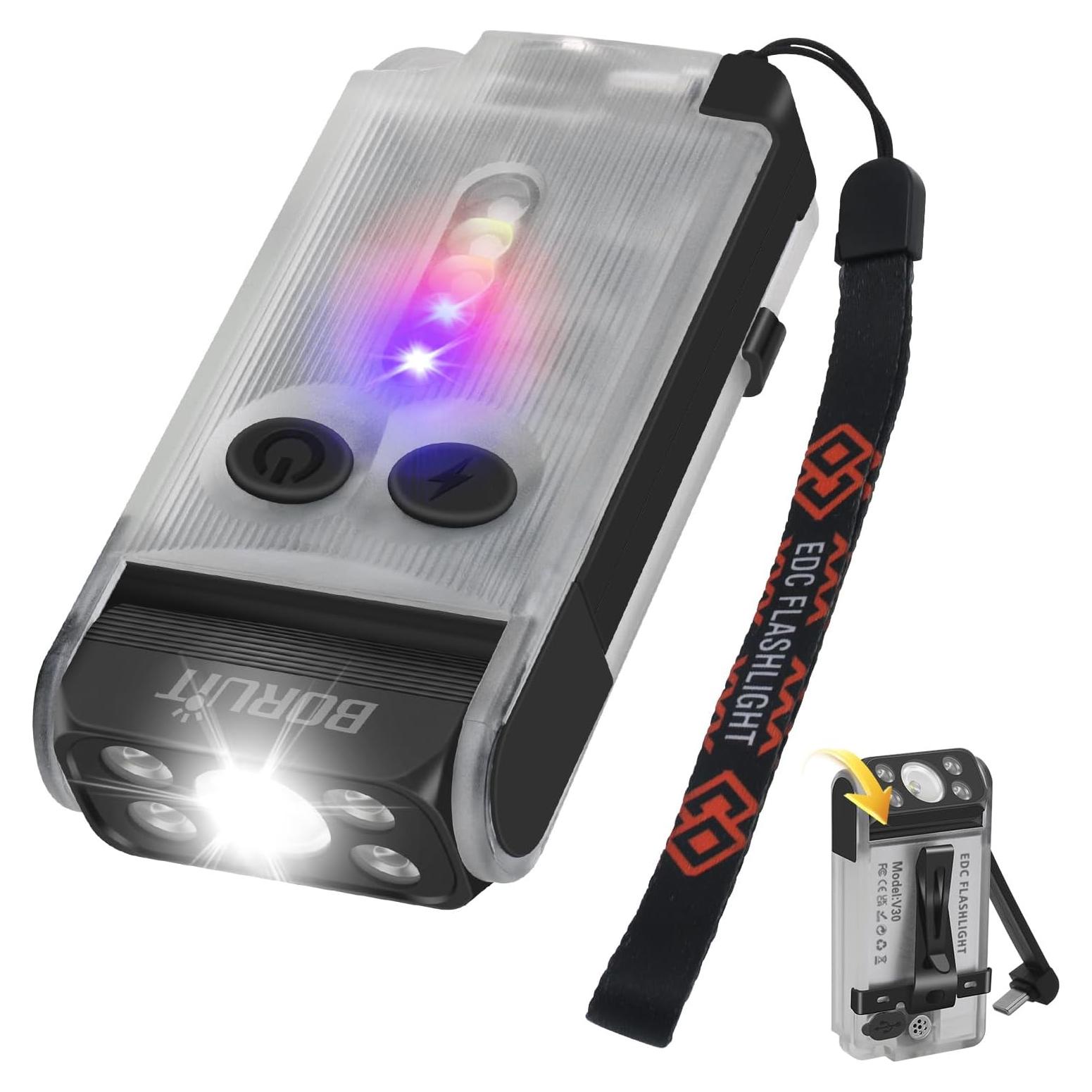 Linterna LED BORUIT V30 EDC Recargable USB 2000mAh Blanca