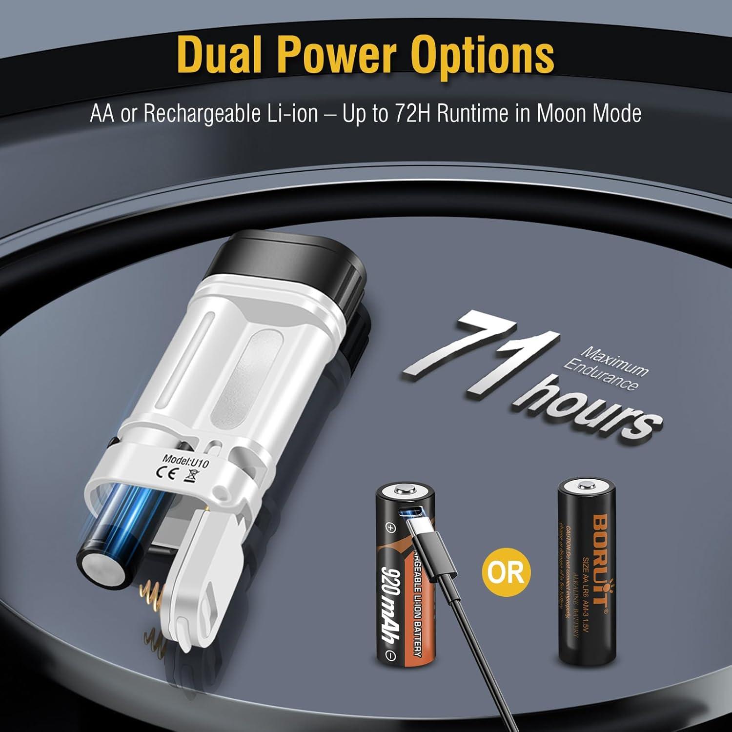 Linterna EDC BORUIT U10 880LM Compacta IPX4 Recargable