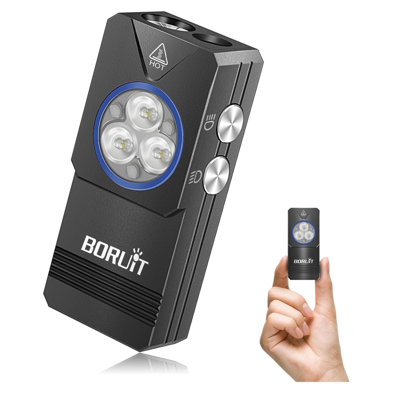 Linterna Mini BORUIT EV30 USB-C 550 Lúmenes UV 365nm IP66