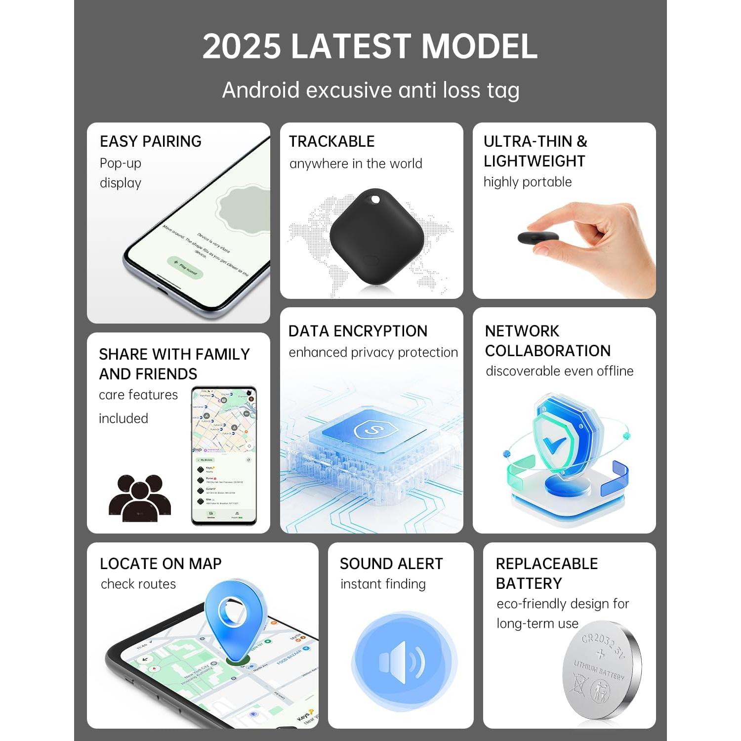 Etiquetas Bluetooth Pepisk Air Tracker para Android - 4 Piezas