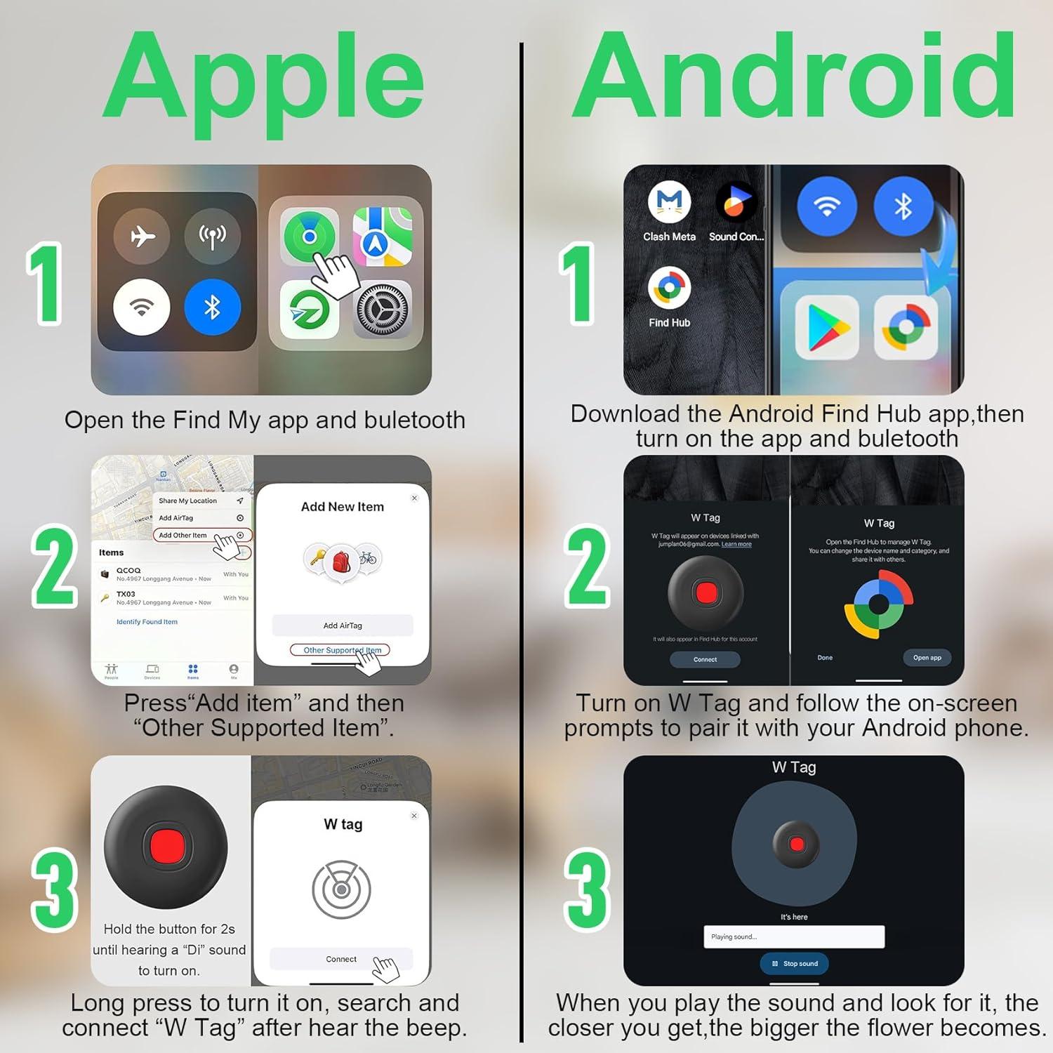 Etiquetas de Seguimiento Bluetooth Fortunepro W Tag - Paquete de 4, Impermeables, iOS/Android