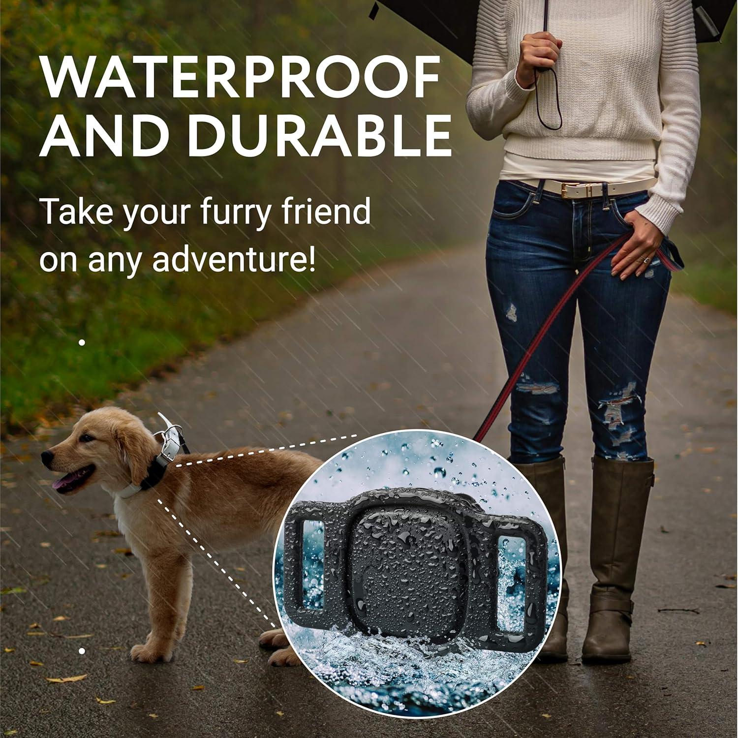 Estuche de Silicona Impermeable IMPRESA para Collar de Perro - Negro - Compatible con Eufy y Petloc8 GPS