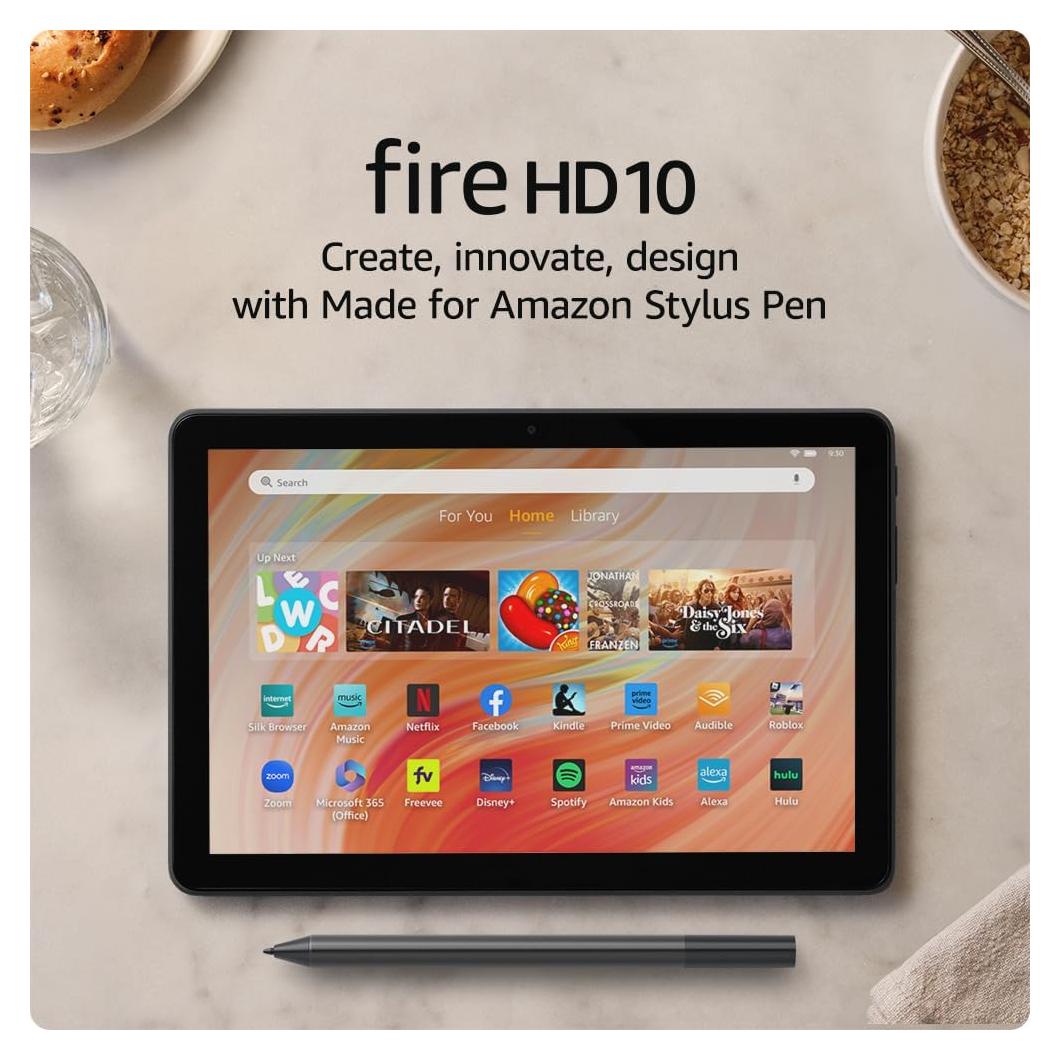 Amazon Fire HD 10 tablet and Stylus Pen creativity bundle, unleash your inner artist, latest model (2023 release), 32 GB, Black