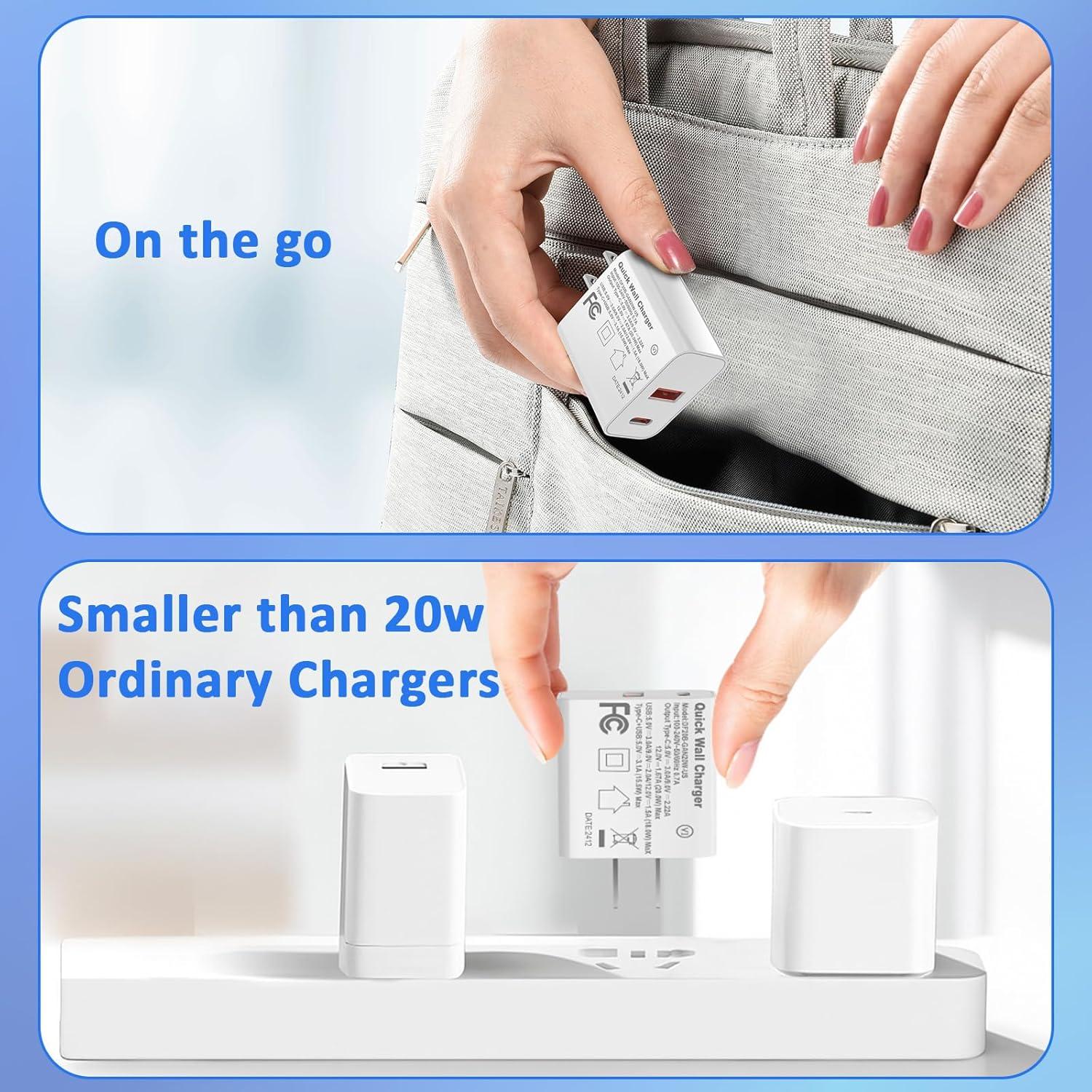 Cargador de Pared USB C 20W Aukzily Doble Puerto Carga Rápida