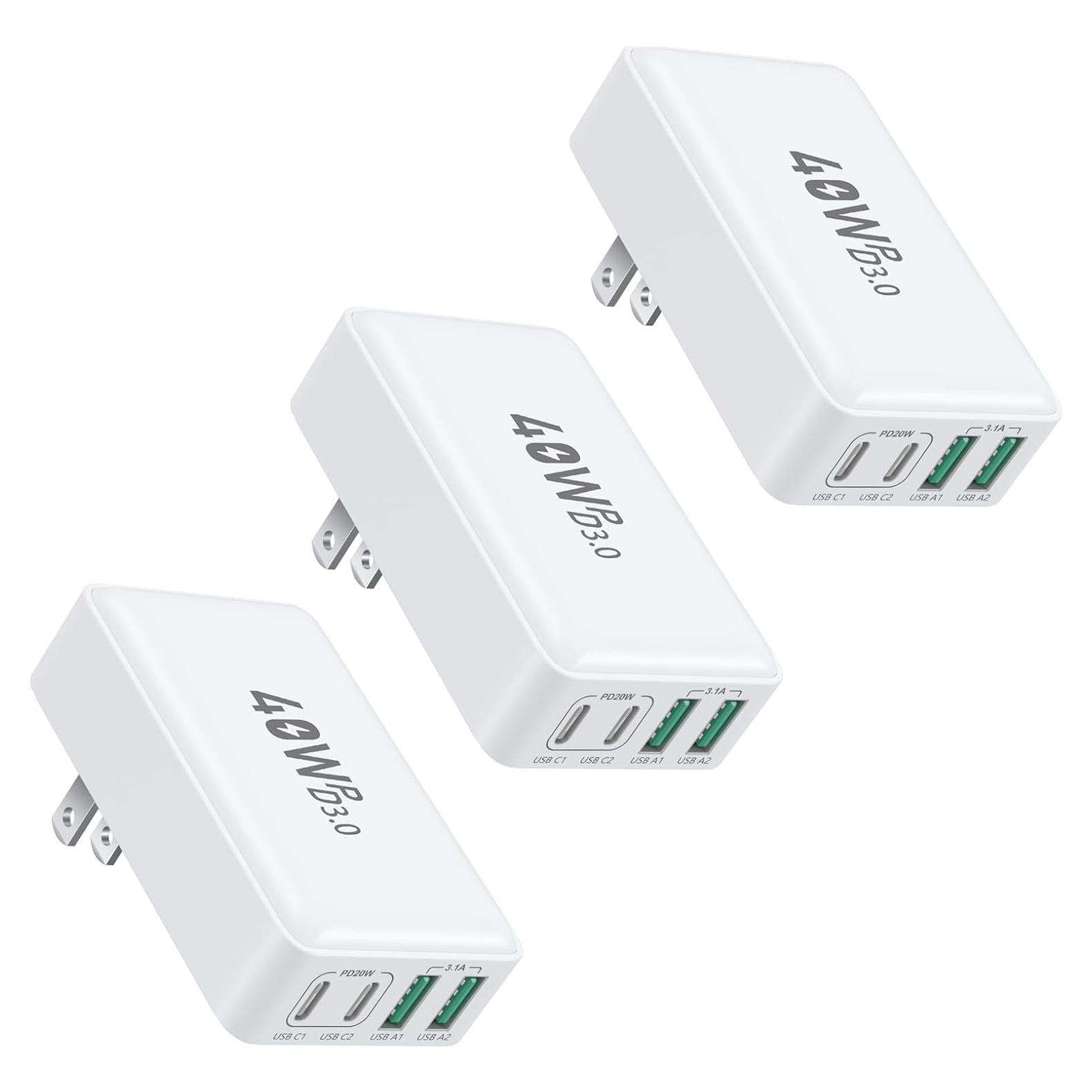 Cargador de Pared USB C OKRAY 40W 4 Puertos Carga Rápida