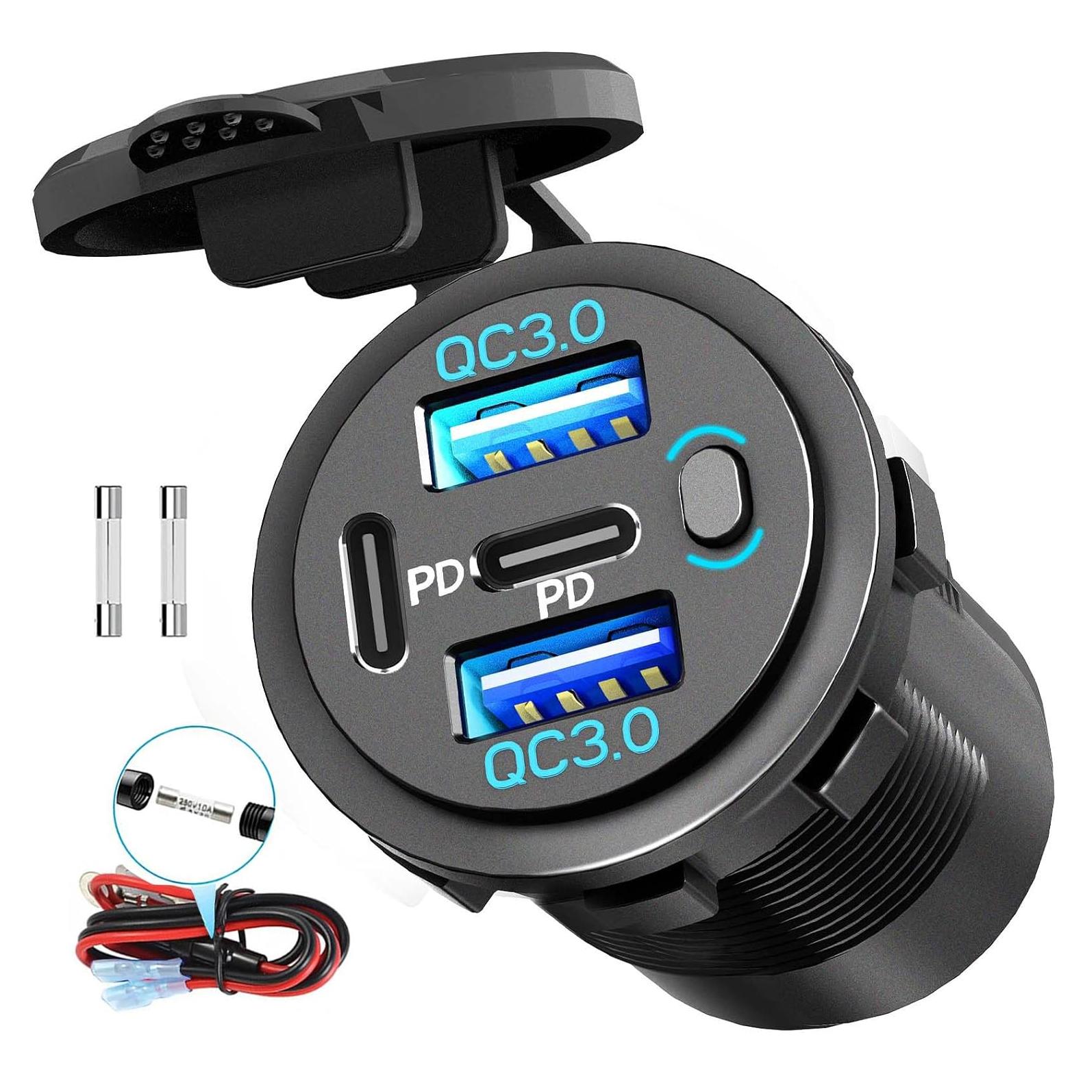 Cargador de Coche USB 12V AlfredDireck GSG2023-10M QC3.0 PD3.0