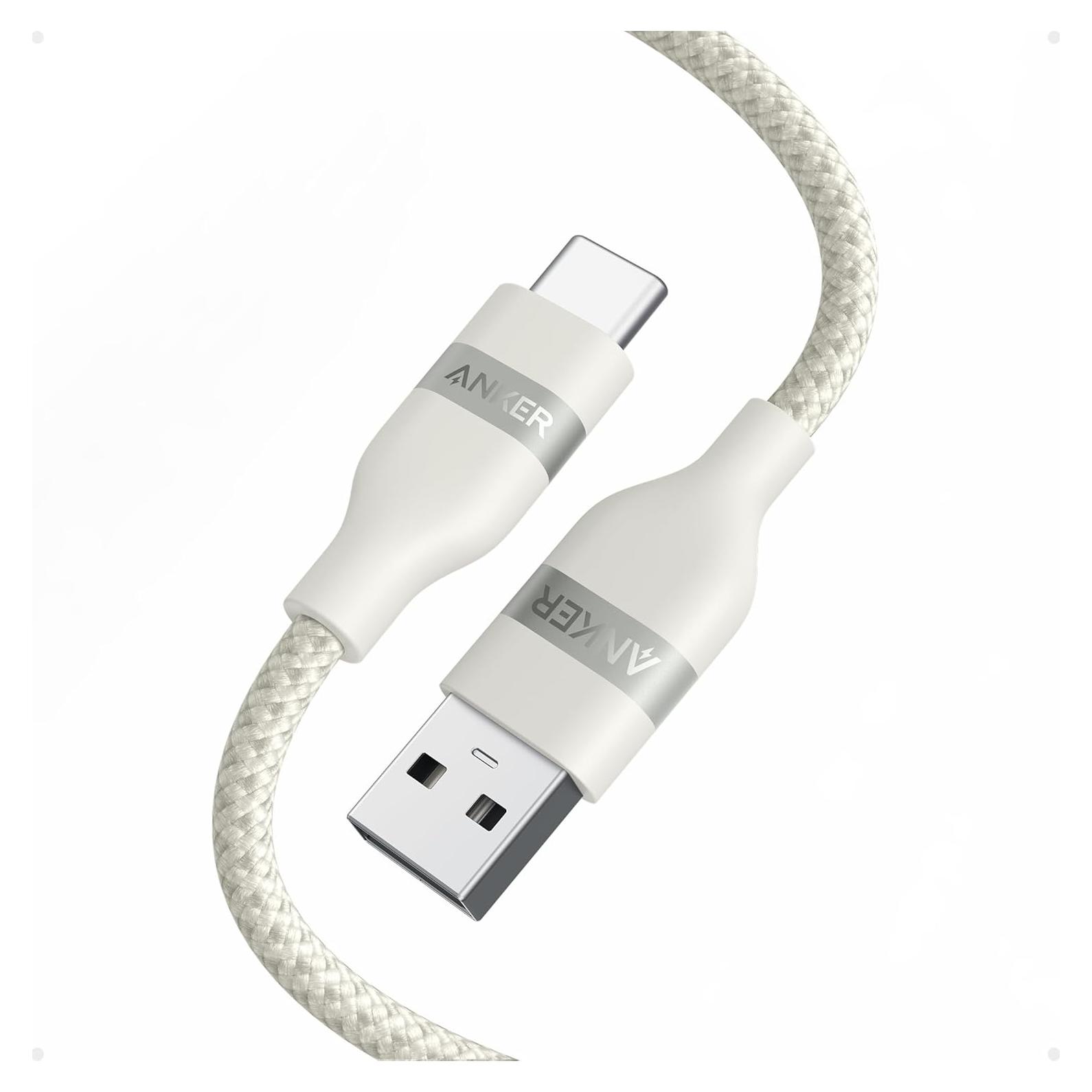 Cable USB-A a USB-C Anker 0.91m Trenzado Reciclado Blanco