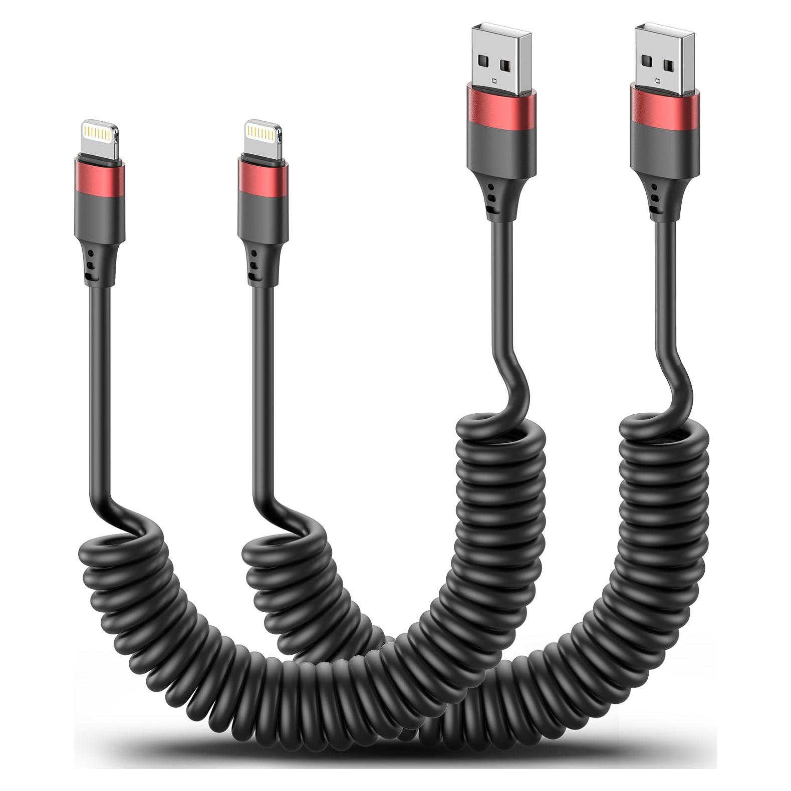 Cable USB a Lightning Retráctil Vienceen - Paquete de 2, Carga Rápida