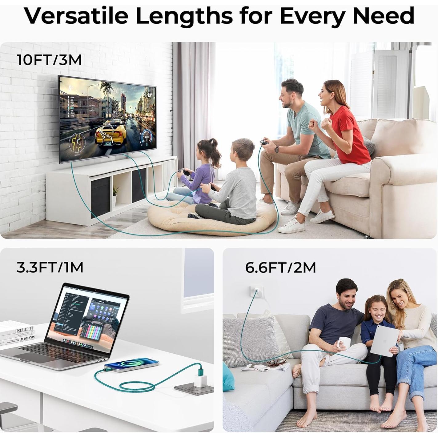 Cable de Carga USB C Basesailor 3 Pack 1/2/3M para iPhone 16 15