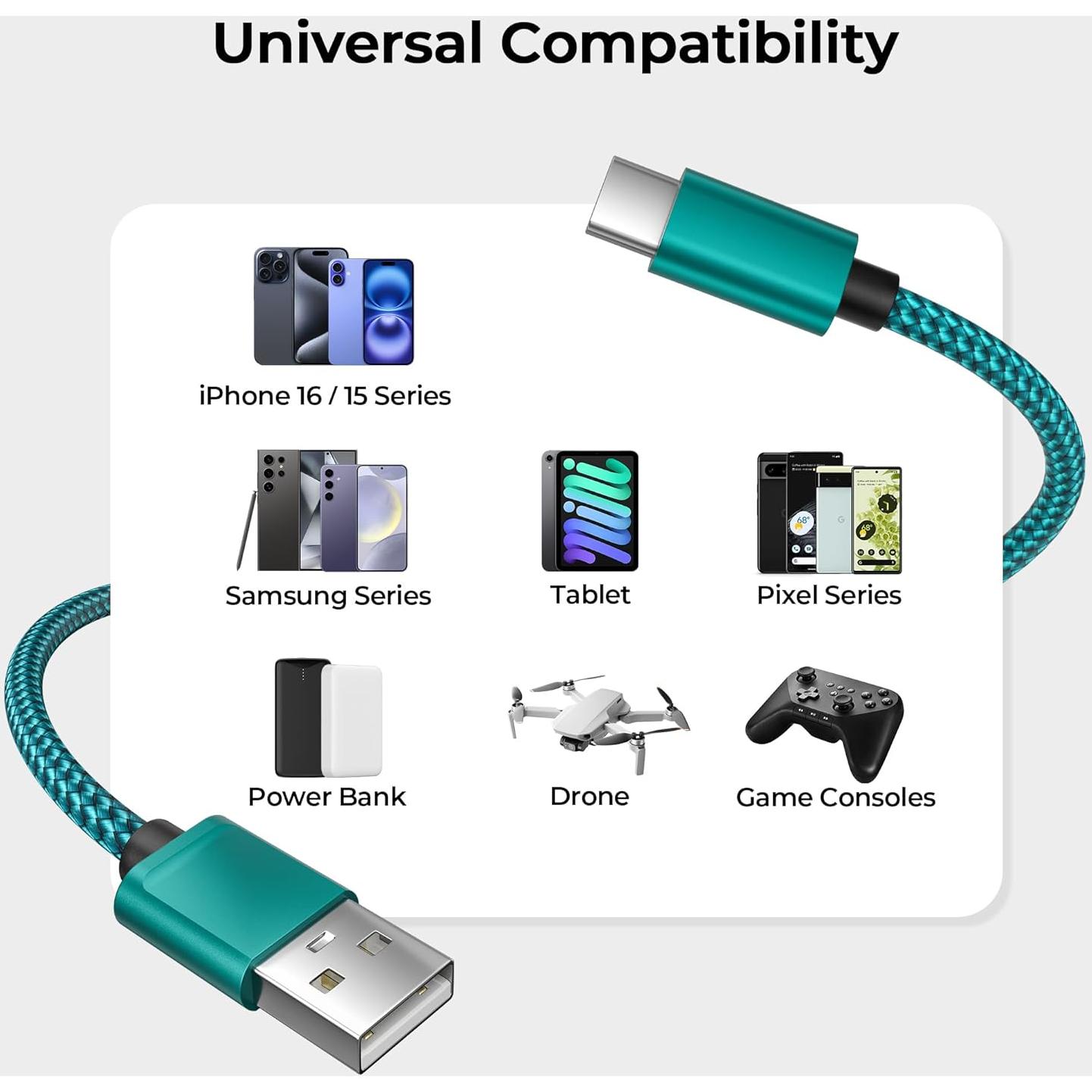 Cable de Carga USB C Basesailor 3 Pack 1/2/3M para iPhone 16 15