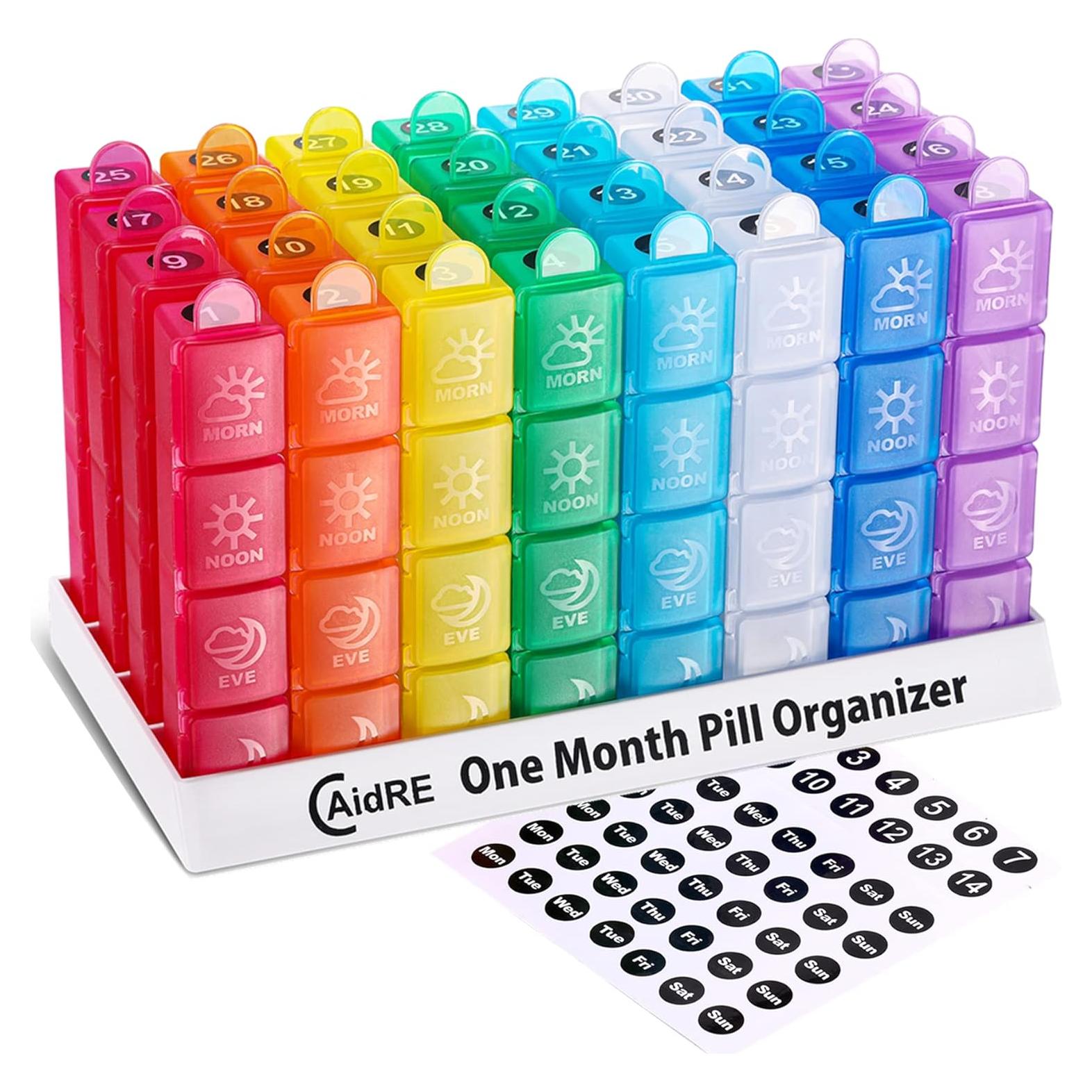 Organizador de Pastillas Mensual CAidRE 32 Compartimentos Multicolor