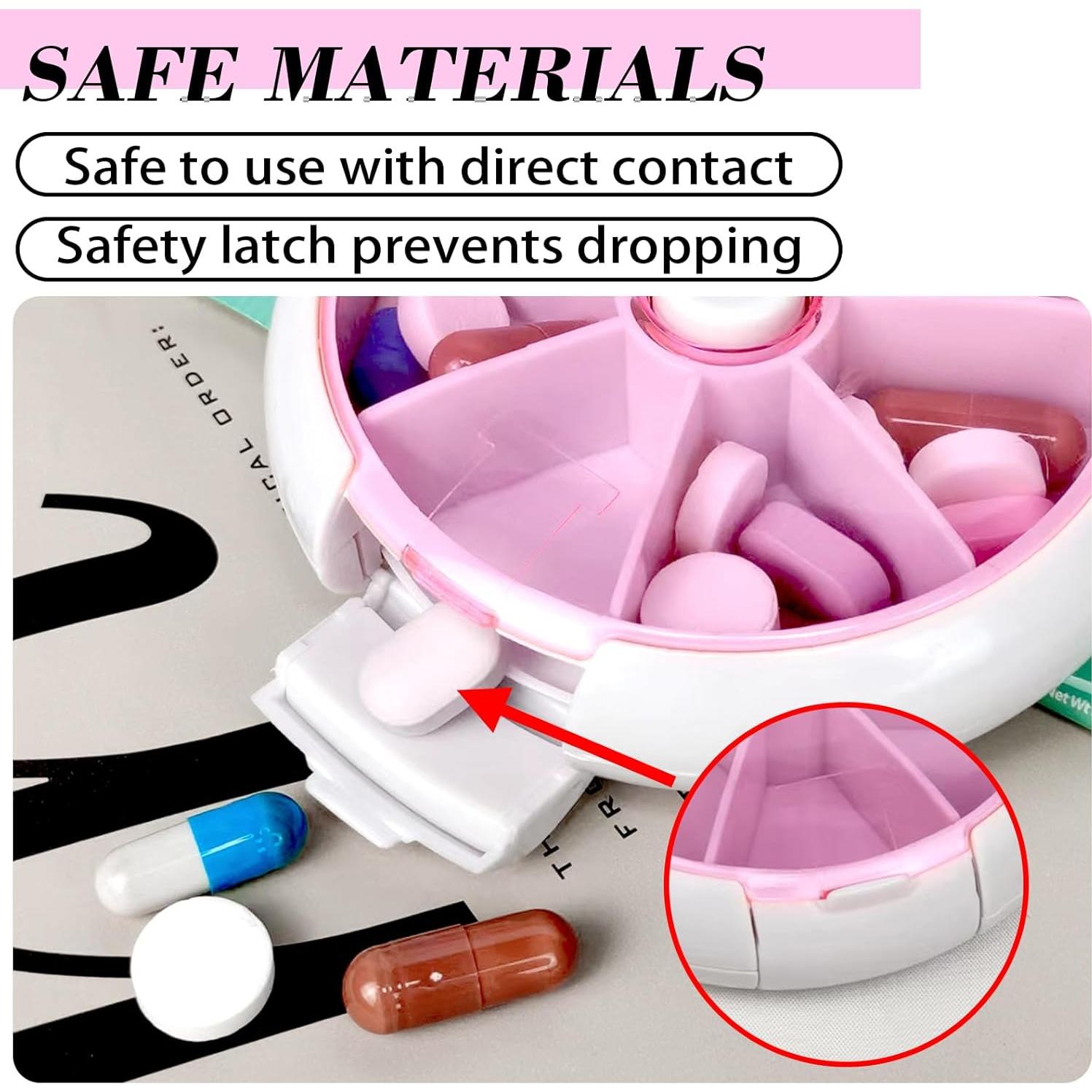 Organizador de Pastillas Giratorio INVODA Rosa 9cm Compacto