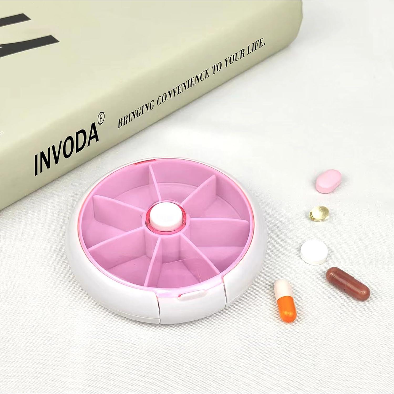 Organizador de Pastillas Giratorio INVODA Rosa 9cm Compacto