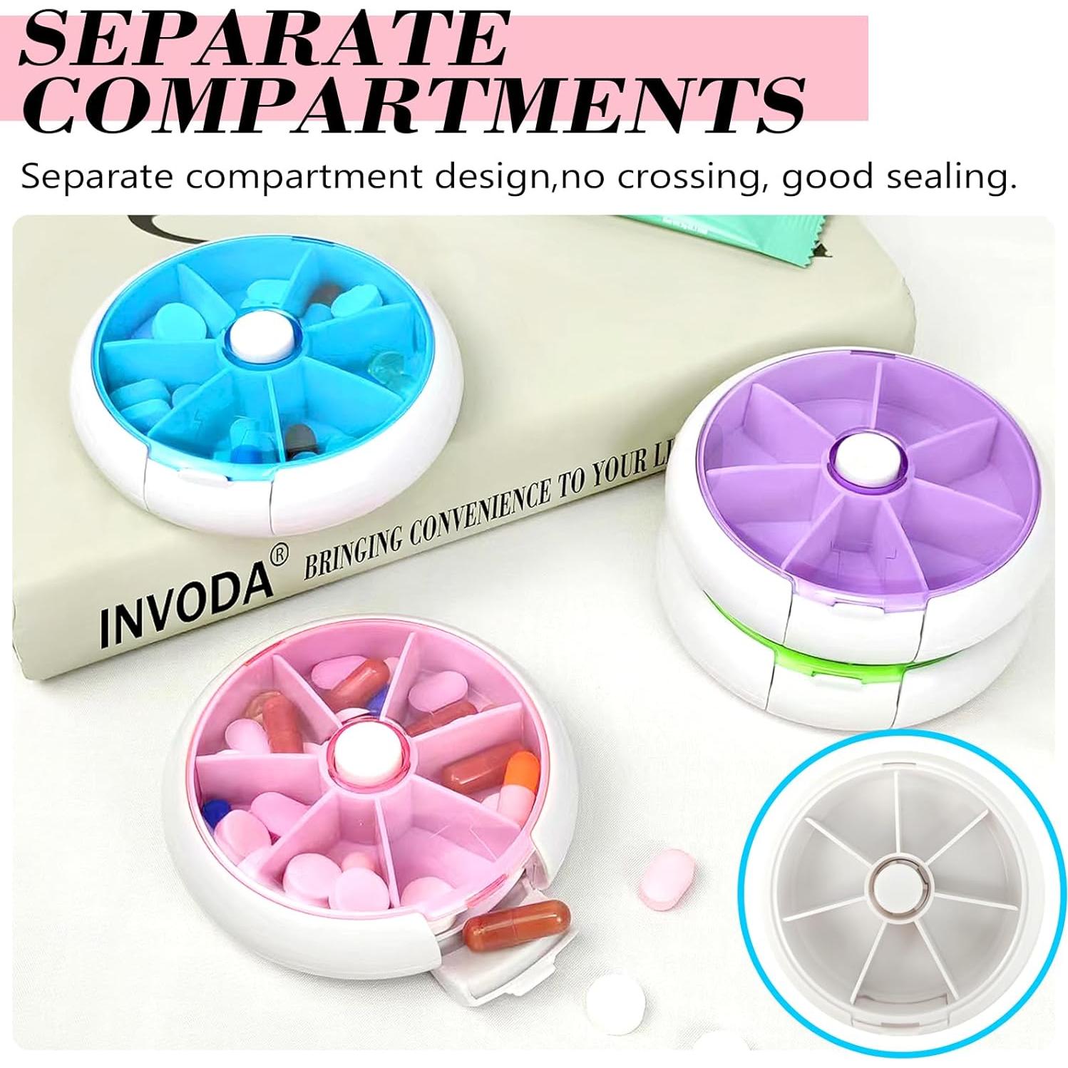 Organizador de Pastillas Giratorio INVODA Rosa 9cm Compacto