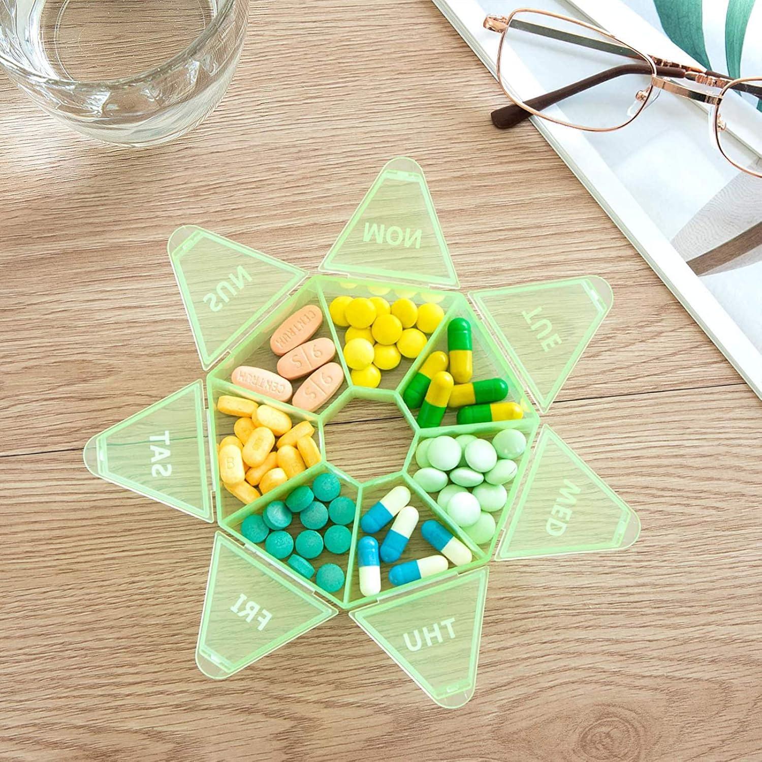 Organizador de Pastillas Semanal INVODA Verde 2PCS Grande