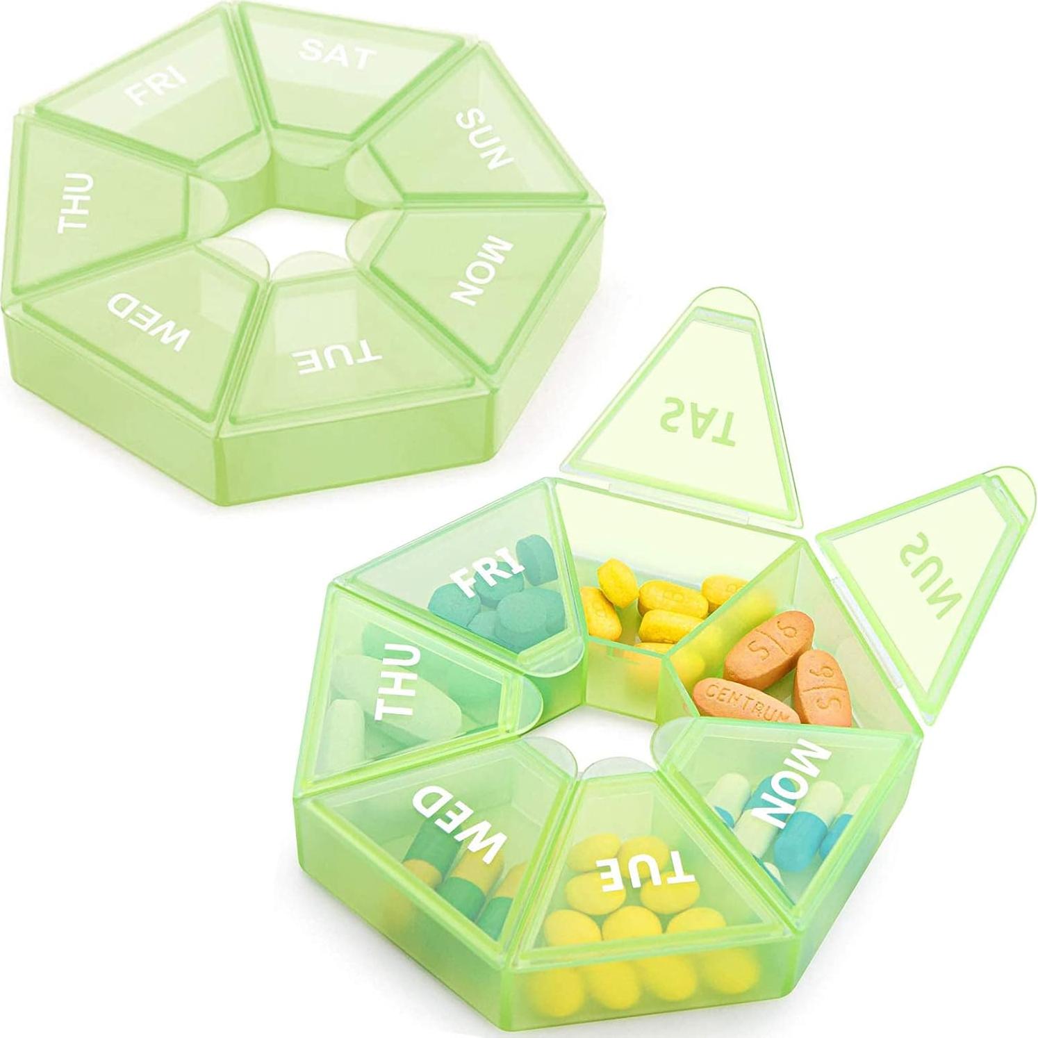 Organizador de Pastillas Semanal INVODA Verde 2PCS Grande