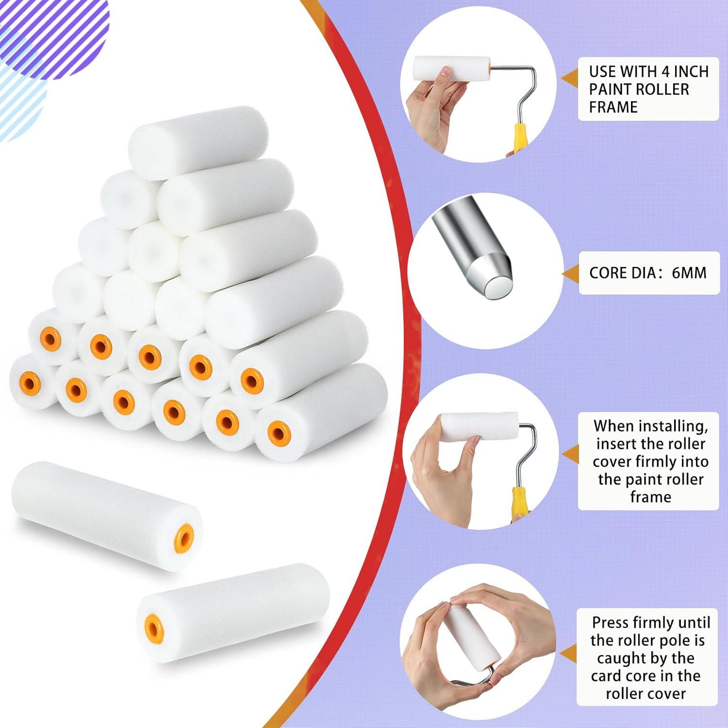 40 Fundas de Rodillo de Pintura Mini Nuogo 10.16 cm Alta Densidad