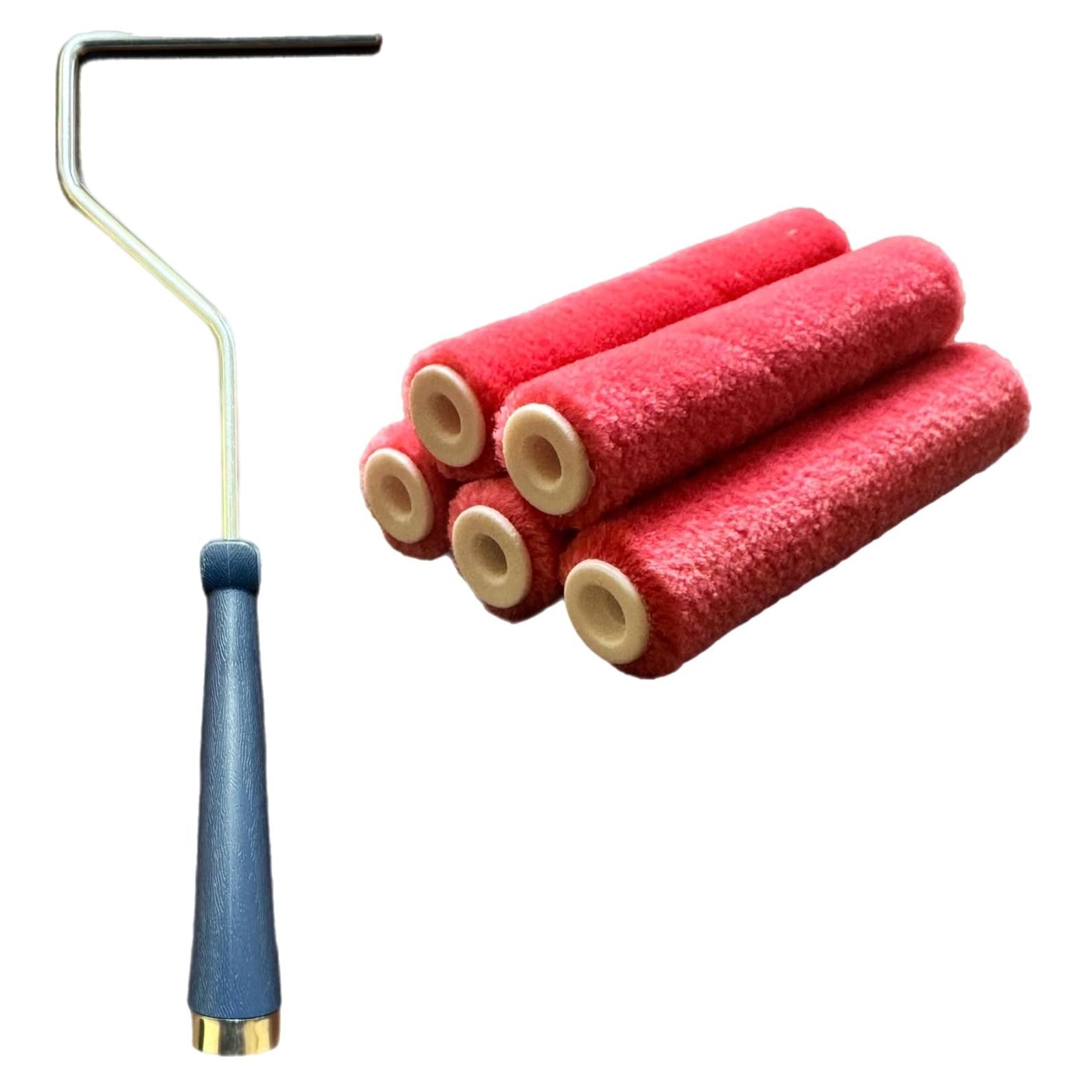 Juego de 5 Rodillos Mini de Mohair 10 cm + Marco Tru Lamb