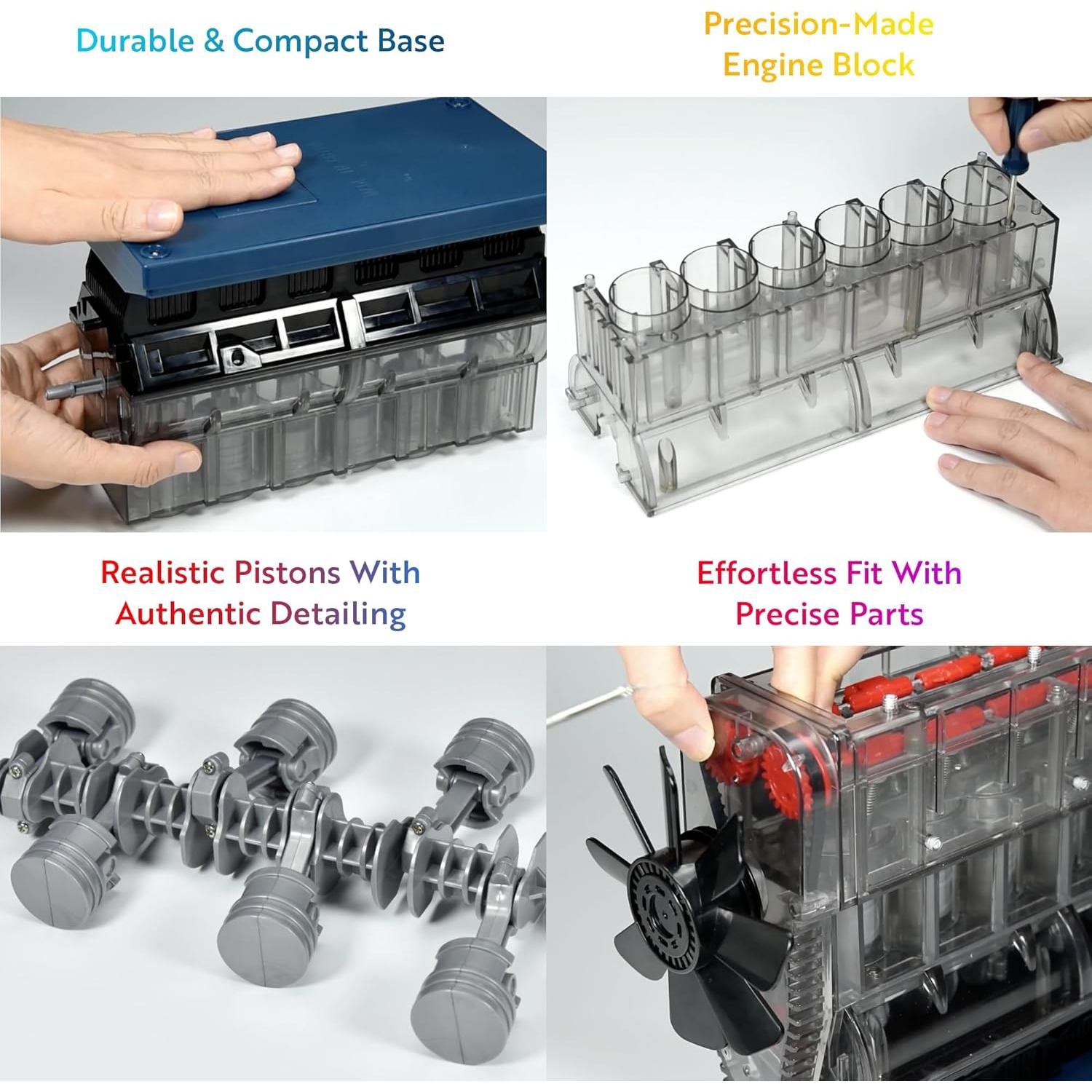 Kit Motor Inline 6 Playz - 230 Piezas STEM para Niños y Adultos