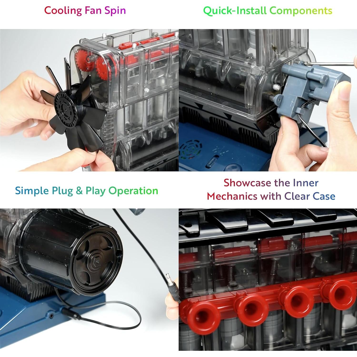 Kit Motor Inline 6 Playz - 230 Piezas STEM para Niños y Adultos