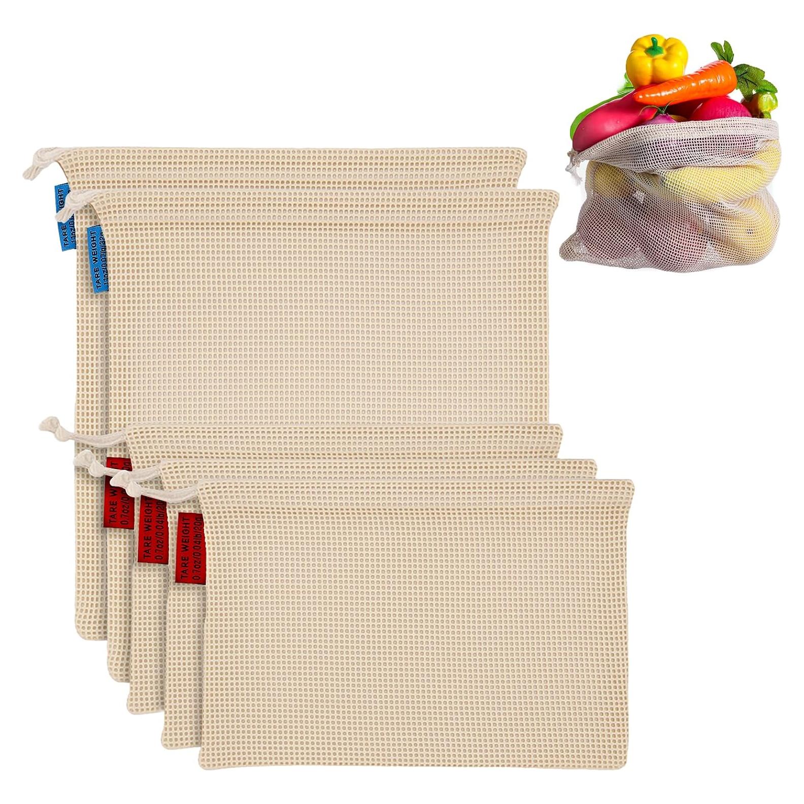 Paquete de 5 Bolsas de Malla Reutilizables Zyghjort para Alimentos