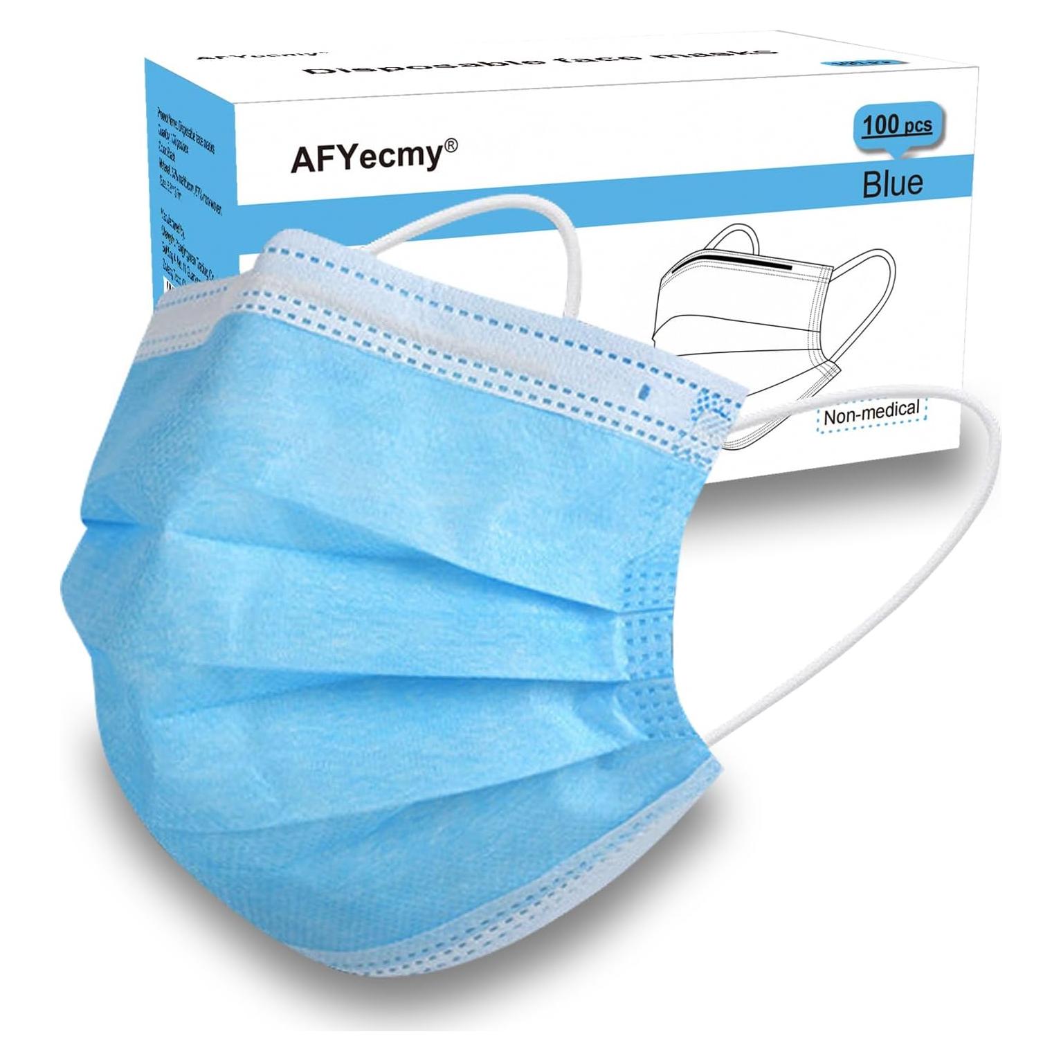 Mascarillas Desechables 3 Capas Azul Earloops 100 Pcs