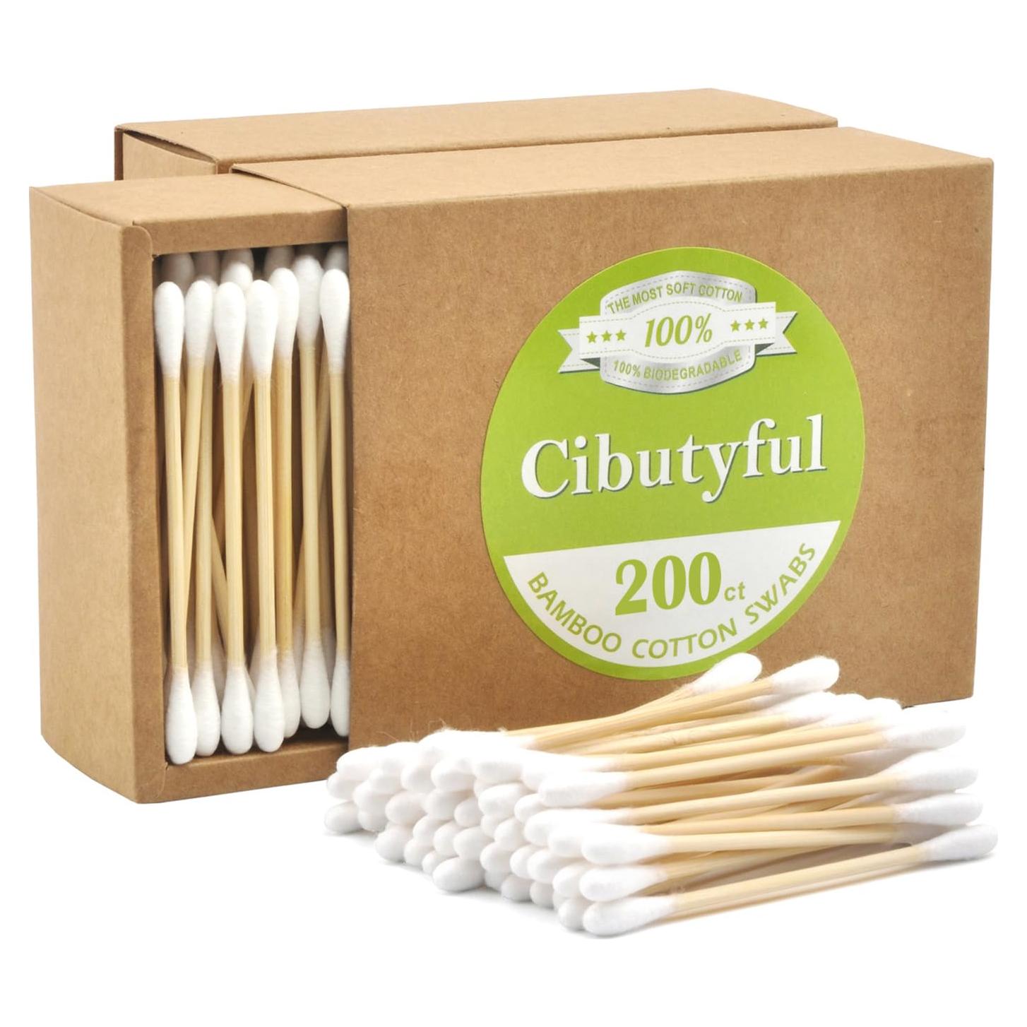 Hisopos de Algodón Premium Cibutyful 400 Unidades 7.6 cm