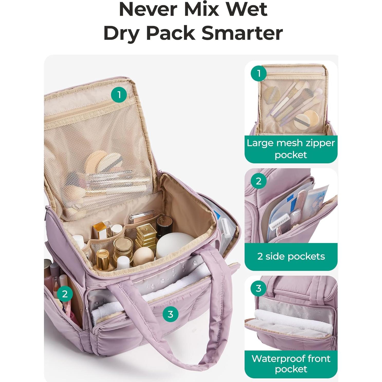 Neceser Grande BAGSMART Rosa para Maquillaje y Viaje 29x23x17cm