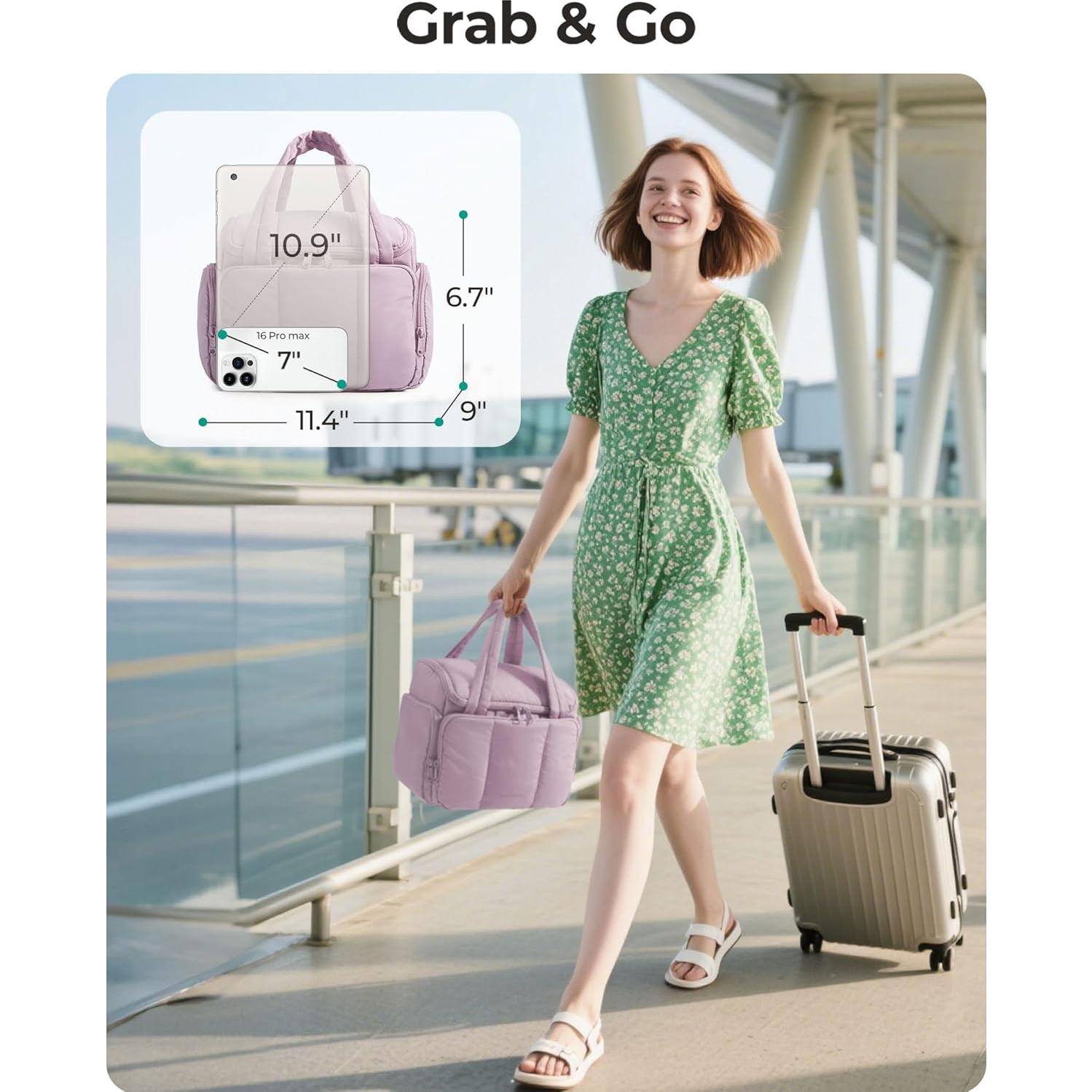 Neceser Grande BAGSMART Rosa para Maquillaje y Viaje 29x23x17cm