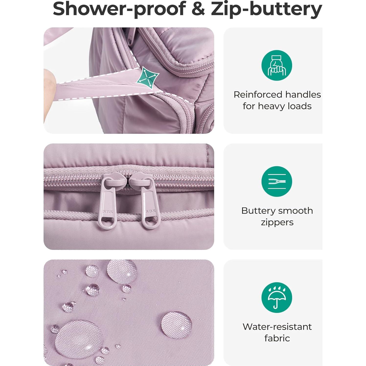 Neceser Grande BAGSMART Rosa para Maquillaje y Viaje 29x23x17cm