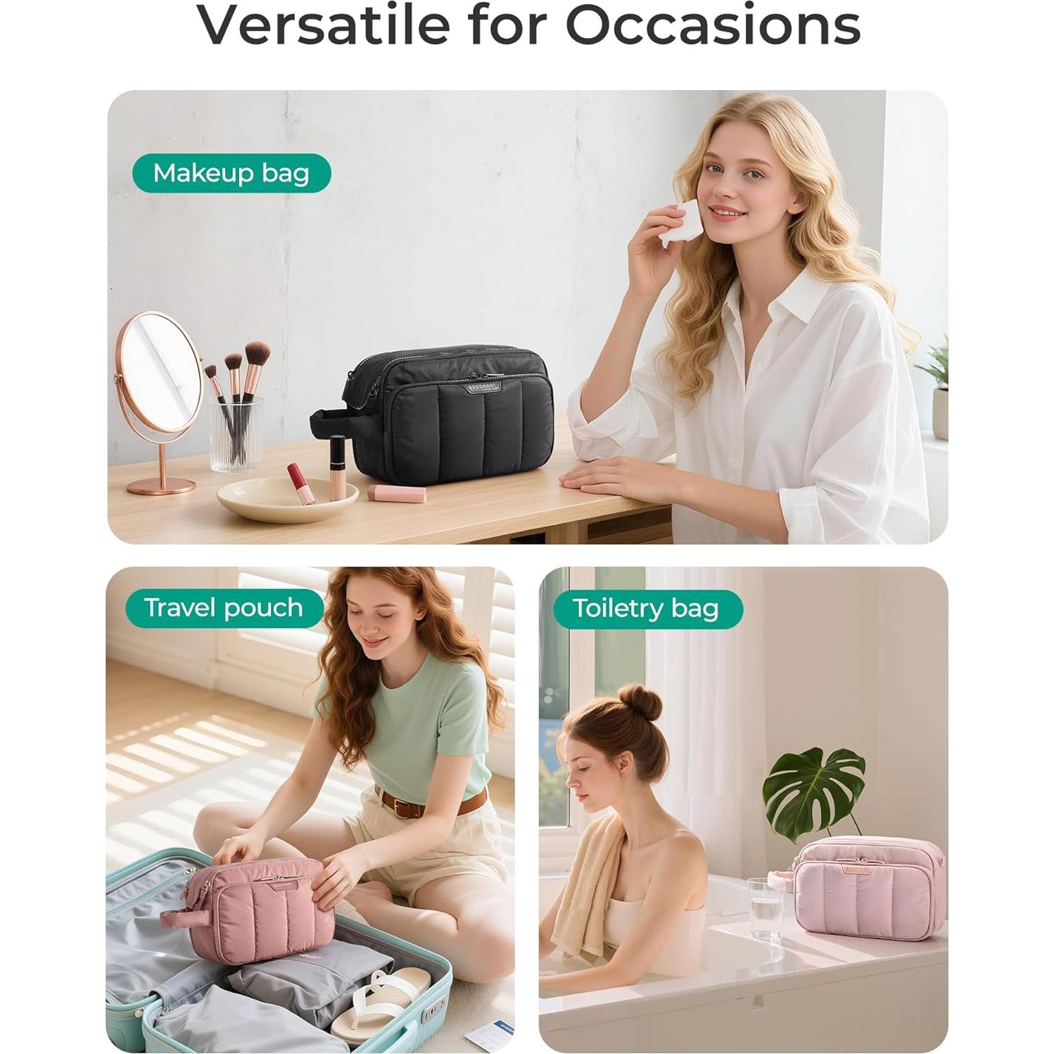 Organizador de Maquillaje de Viaje BAGSMART Rosa 25.5x15.5x10.5 cm