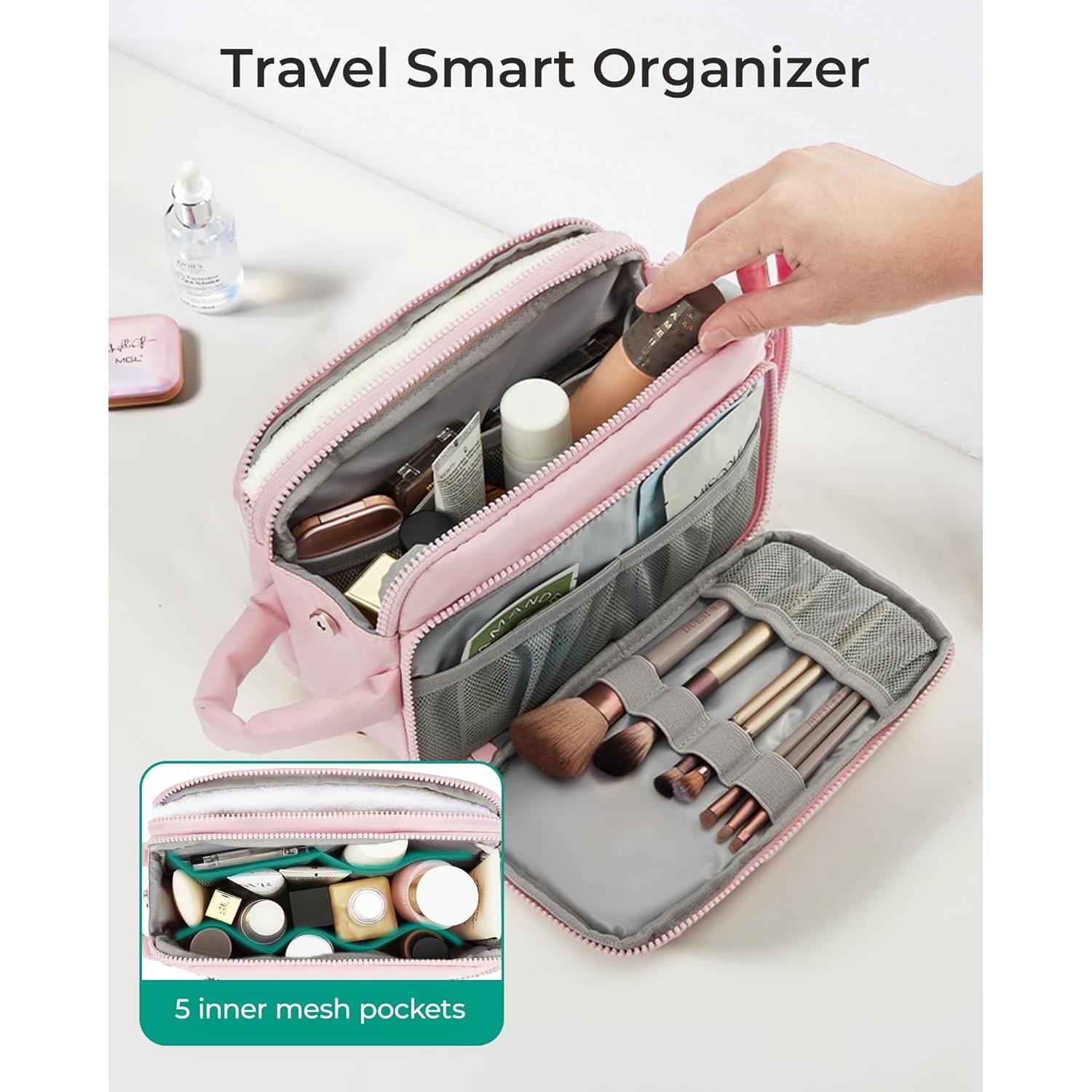 Organizador de Maquillaje de Viaje BAGSMART Rosa 25.5x15.5x10.5 cm