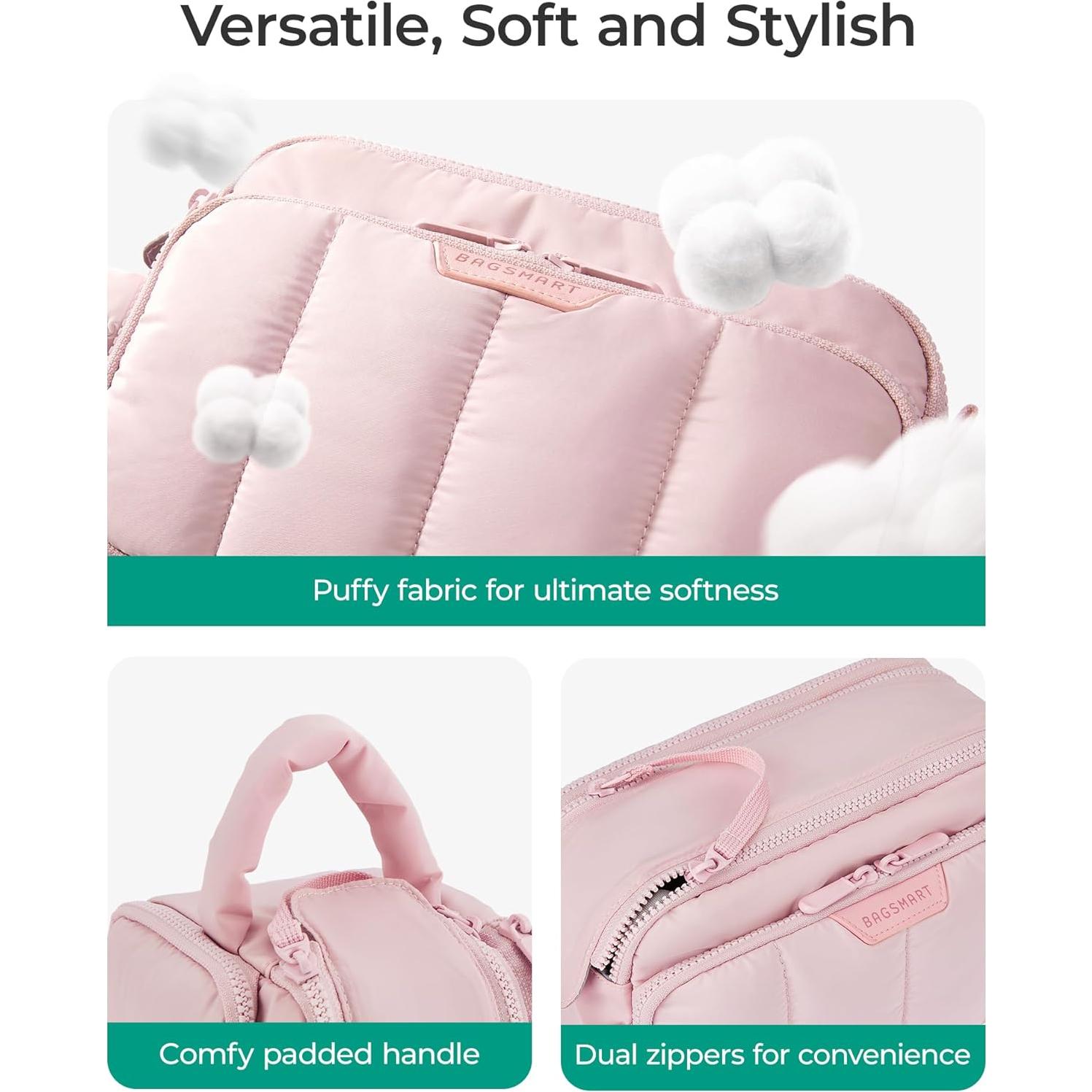 Organizador de Maquillaje de Viaje BAGSMART Rosa 25.5x15.5x10.5 cm