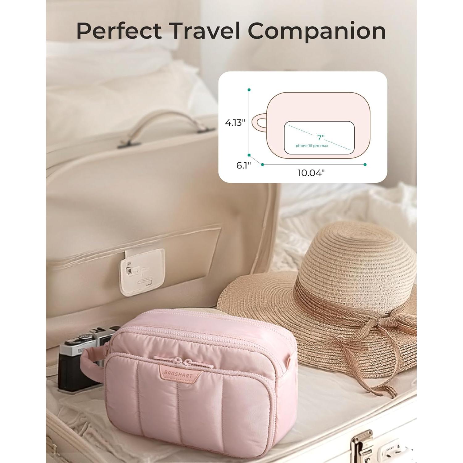 Organizador de Maquillaje de Viaje BAGSMART Rosa 25.5x15.5x10.5 cm