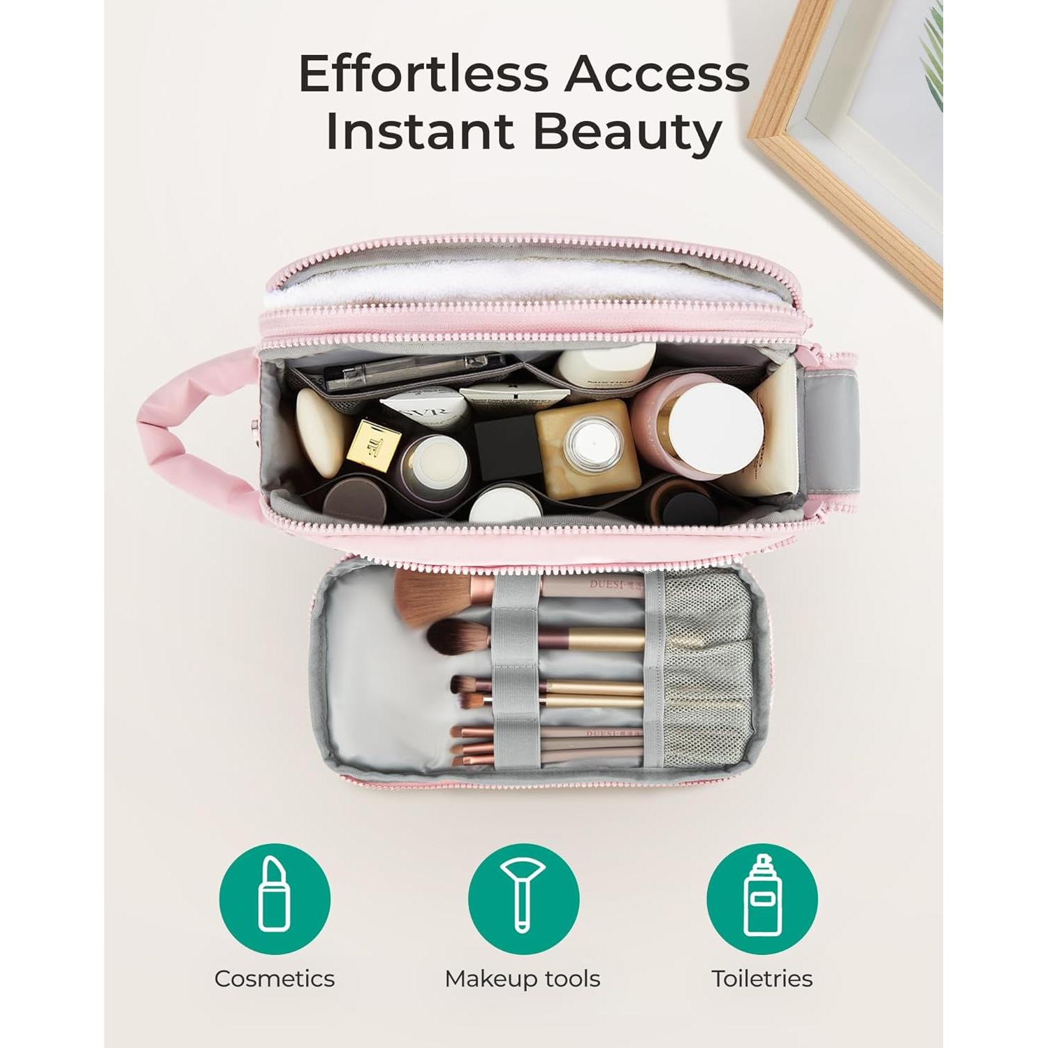 Organizador de Maquillaje de Viaje BAGSMART Rosa 25.5x15.5x10.5 cm