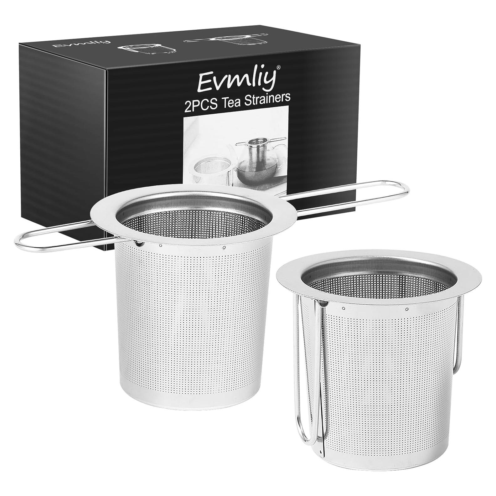 2 Coladores de Té Evmliy de Acero Inoxidable con Mango Largo