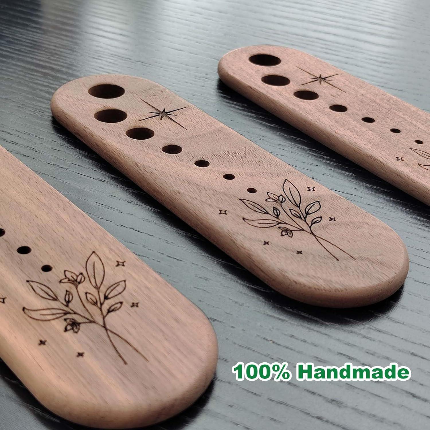 Deshojador de Hierbas de Madera de Nogal Negro 7 Agujeros