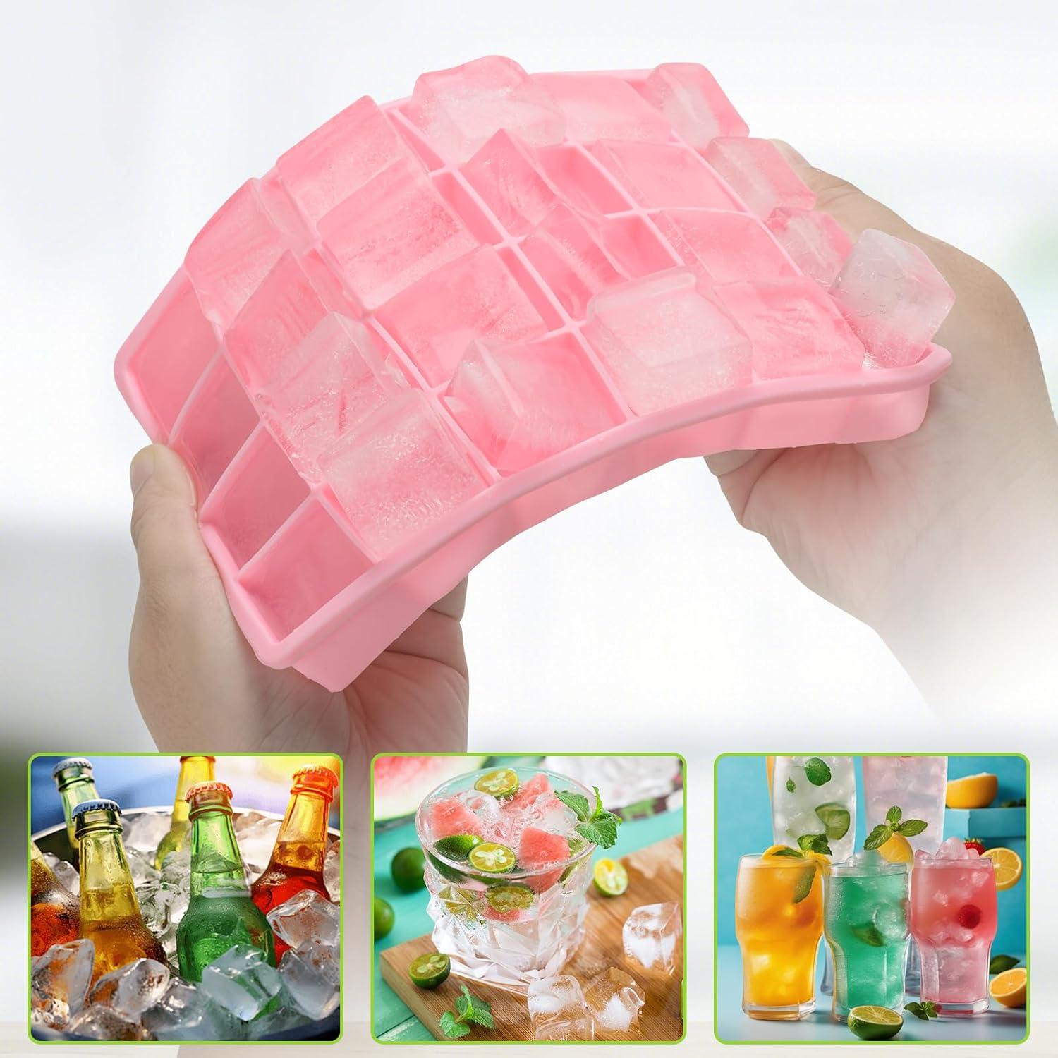 Bandeja de Hielo de Silicona Freebala 24 Cubos Rosa Verde