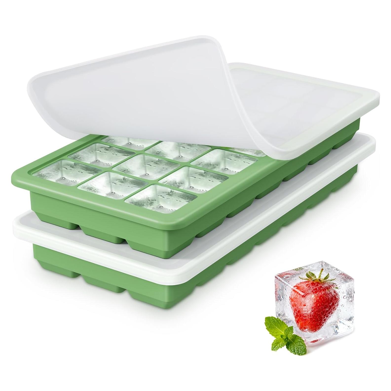 Bandejas de Hielo de Silicona Xyuetia 42 Cubos Apilables Verde