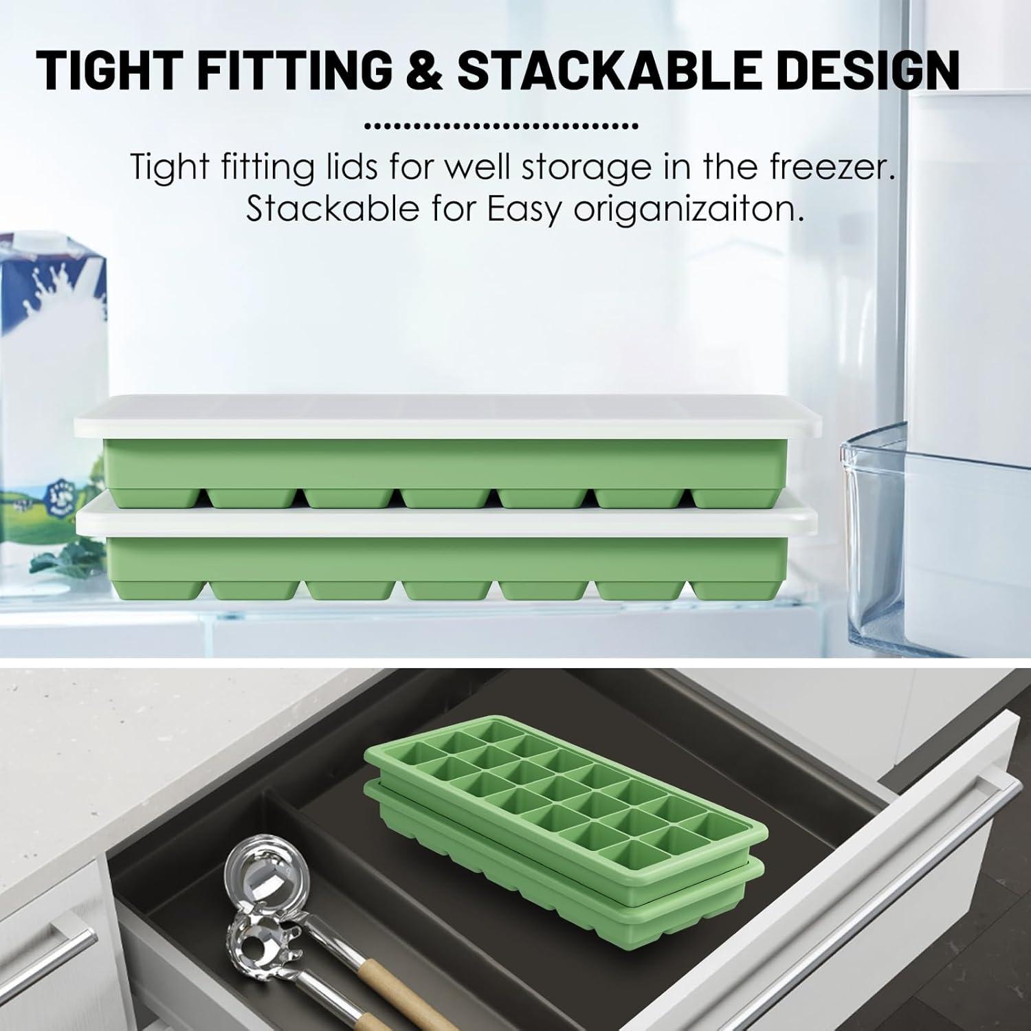 Bandejas de Hielo de Silicona Xyuetia 42 Cubos Apilables Verde