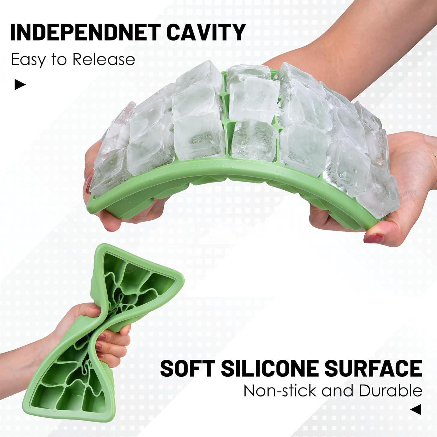 Bandejas de Hielo de Silicona Xyuetia 42 Cubos Apilables Verde