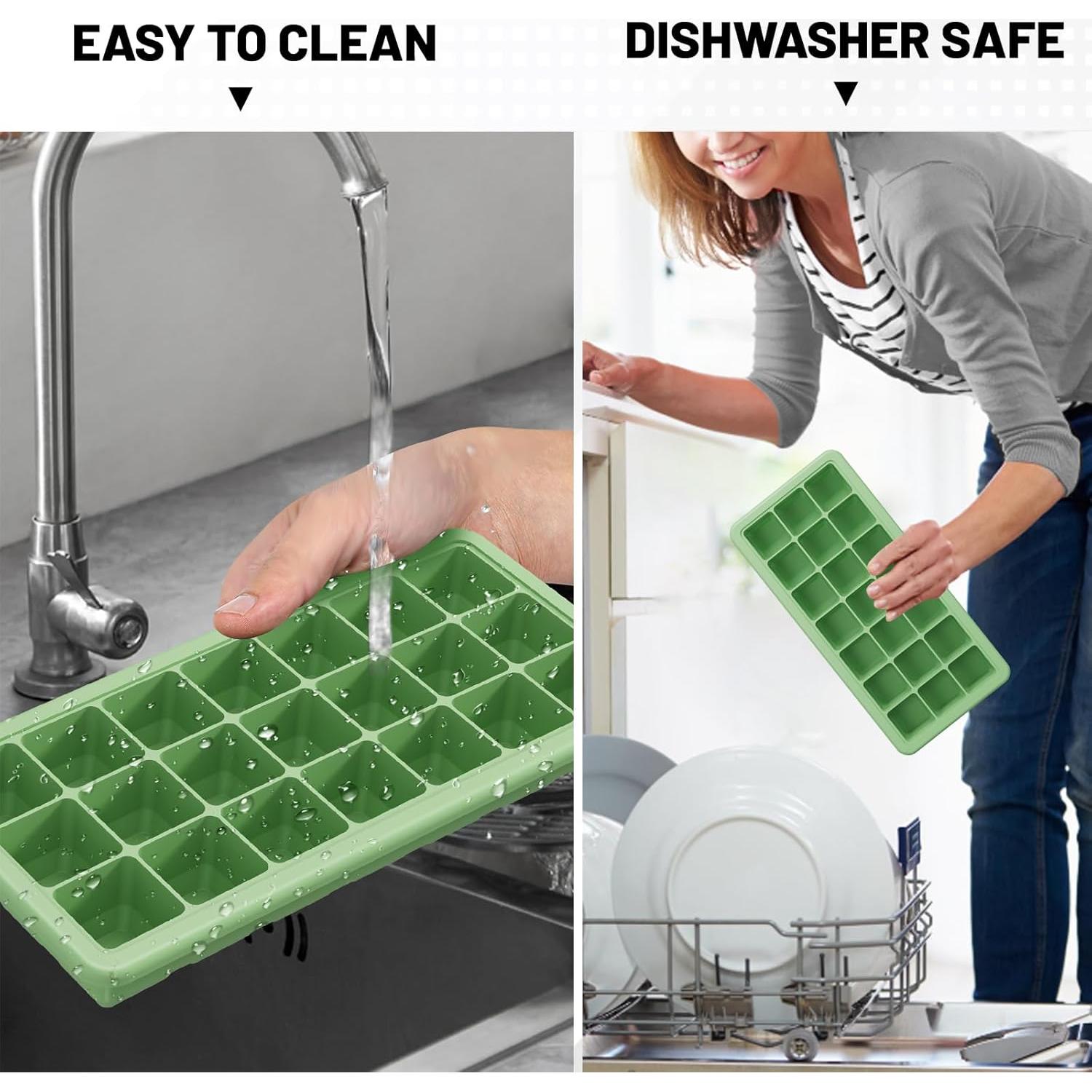 Bandejas de Hielo de Silicona Xyuetia 42 Cubos Apilables Verde