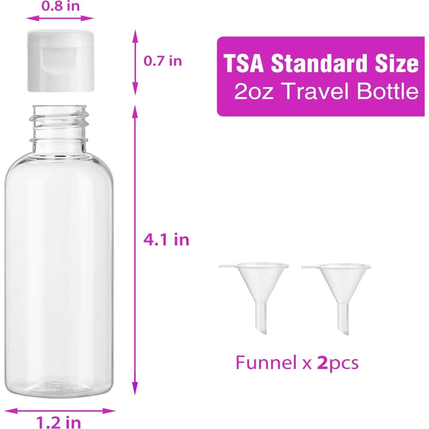 30 Botellas de Plástico 60 ml Dabacc Transparentes a Prueba de Fugas