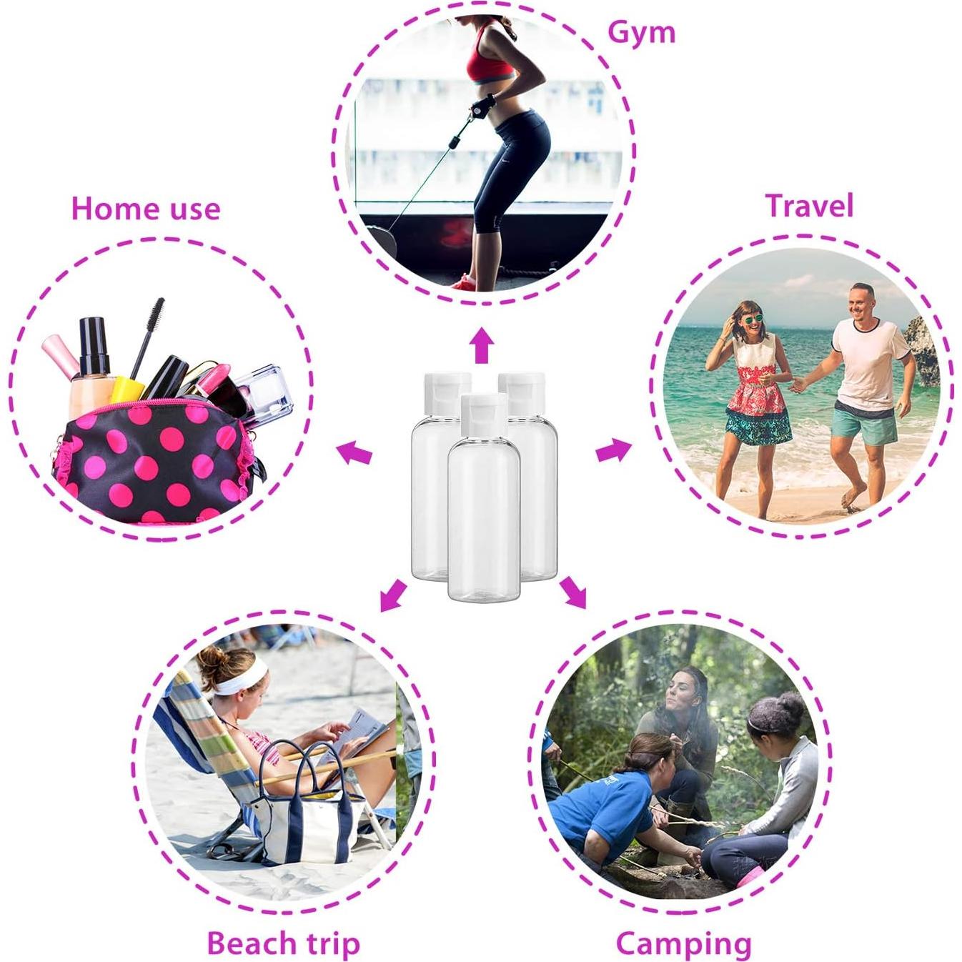 30 Botellas de Plástico 60 ml Dabacc Transparentes a Prueba de Fugas