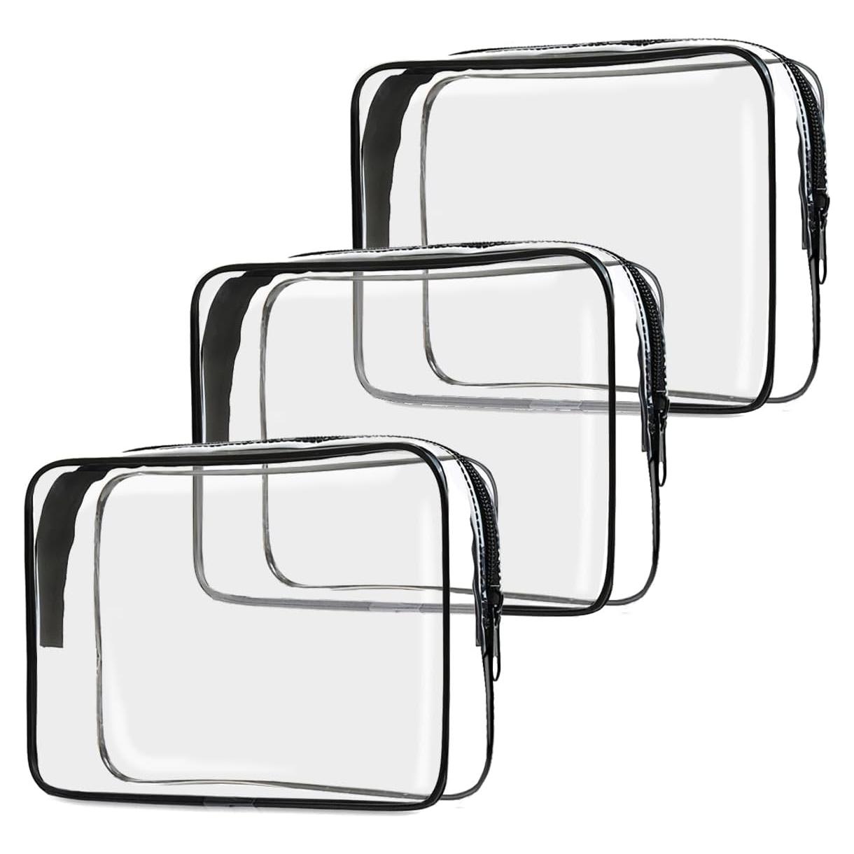 Bolsa de Aseo Transparente TSA 3 Paquetes 20.8x14cm Negro