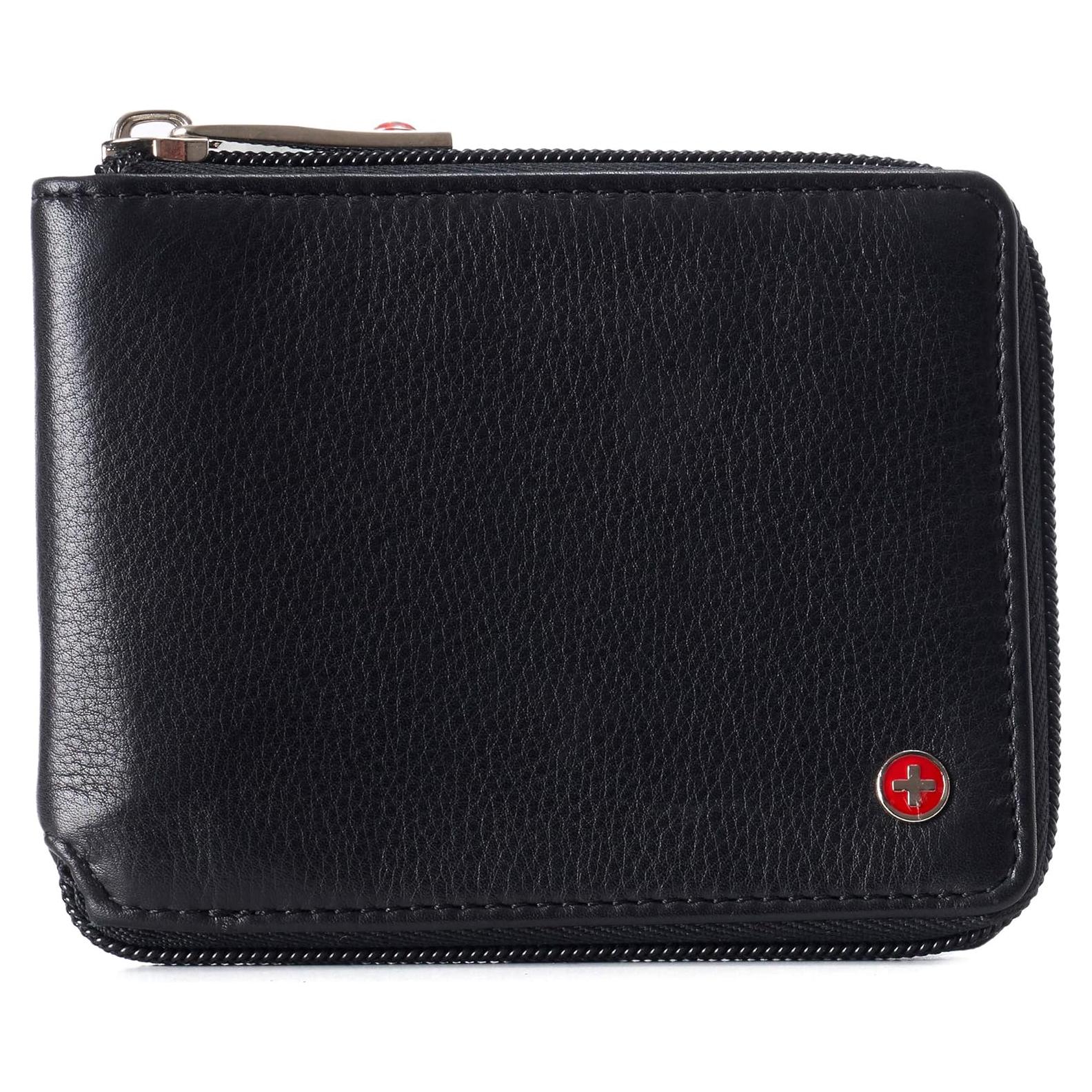 Billetera Bifold Alpine Swiss Logan con Cierre RFID - Cuero Premium