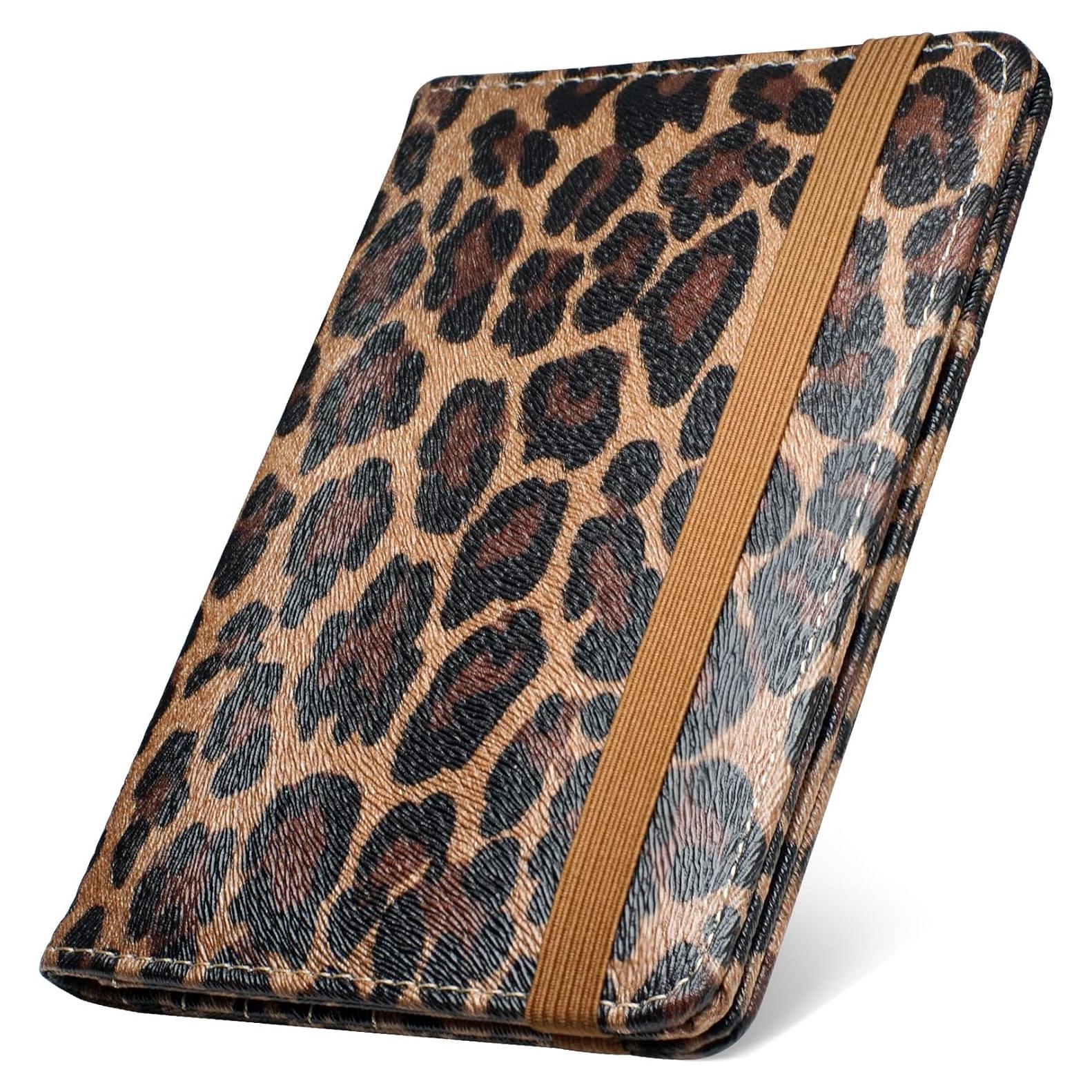 Soporte de Pasaporte Mymazn Leopardo con Bloqueo RFID