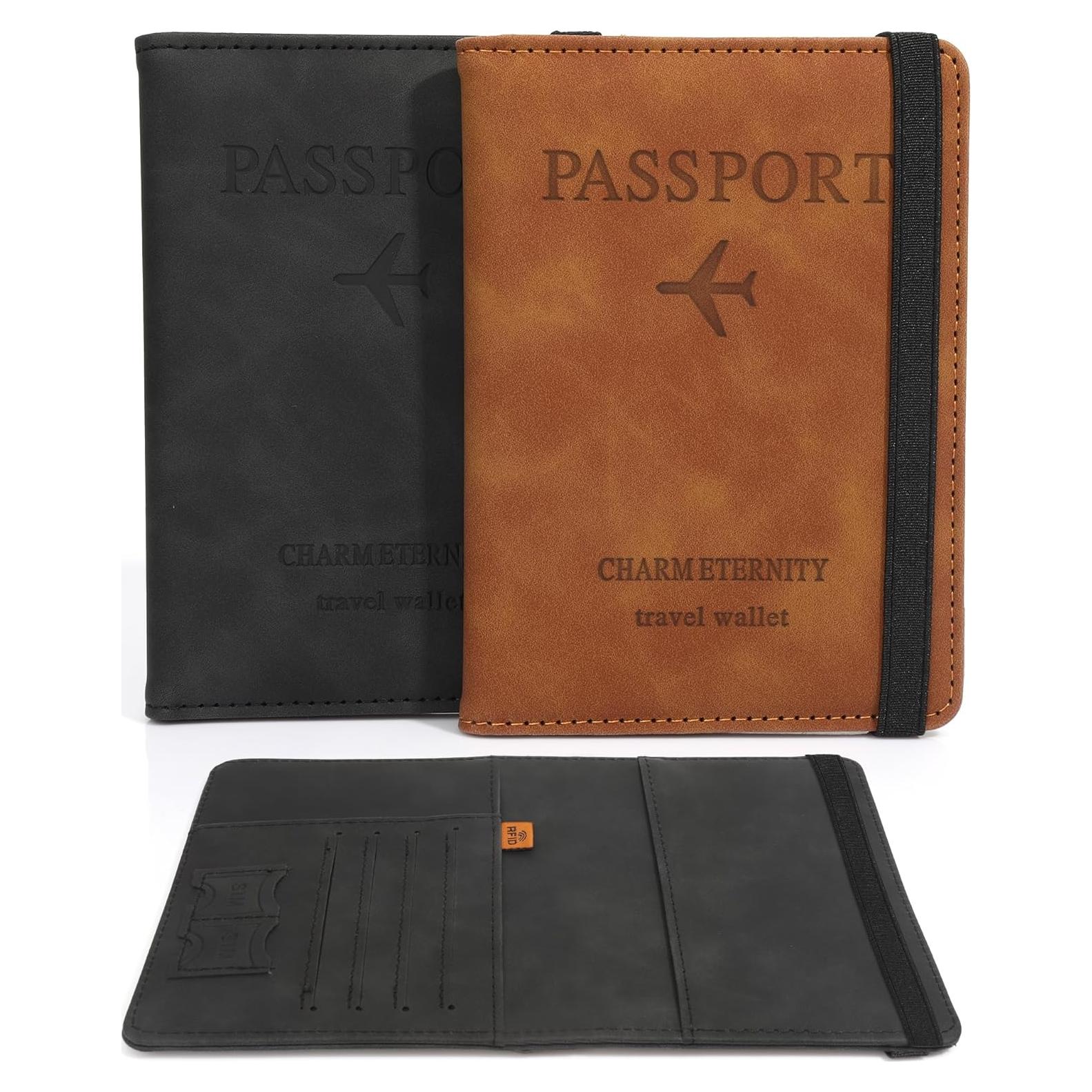 Portafolios de Pasaporte HadrNahkb, 2 Piezas, Cuero PU, RFID